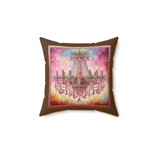 Chic Chandelier Pillow, Decorative Home Decor, Pillow for Living Room, Luxury Accent Pillow, Gift for Housewarming, Pink Chandelier Art