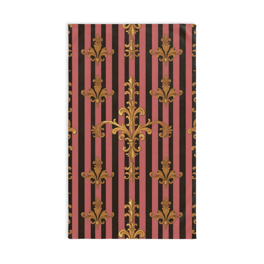 Luxurious Ornate Hand Towel - Elegant Home Décor - Mauve Striped Gold Damask