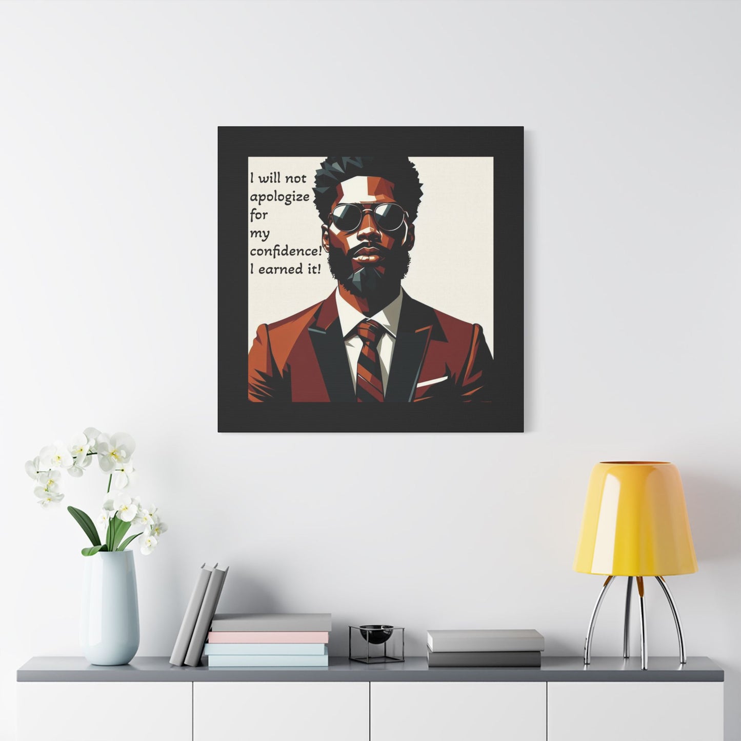 Afro Art Print Canvas, Wall Decor, Satin Stretched Canvas, African American Art, Office Decor, Home Decor - Confident Man In Suit