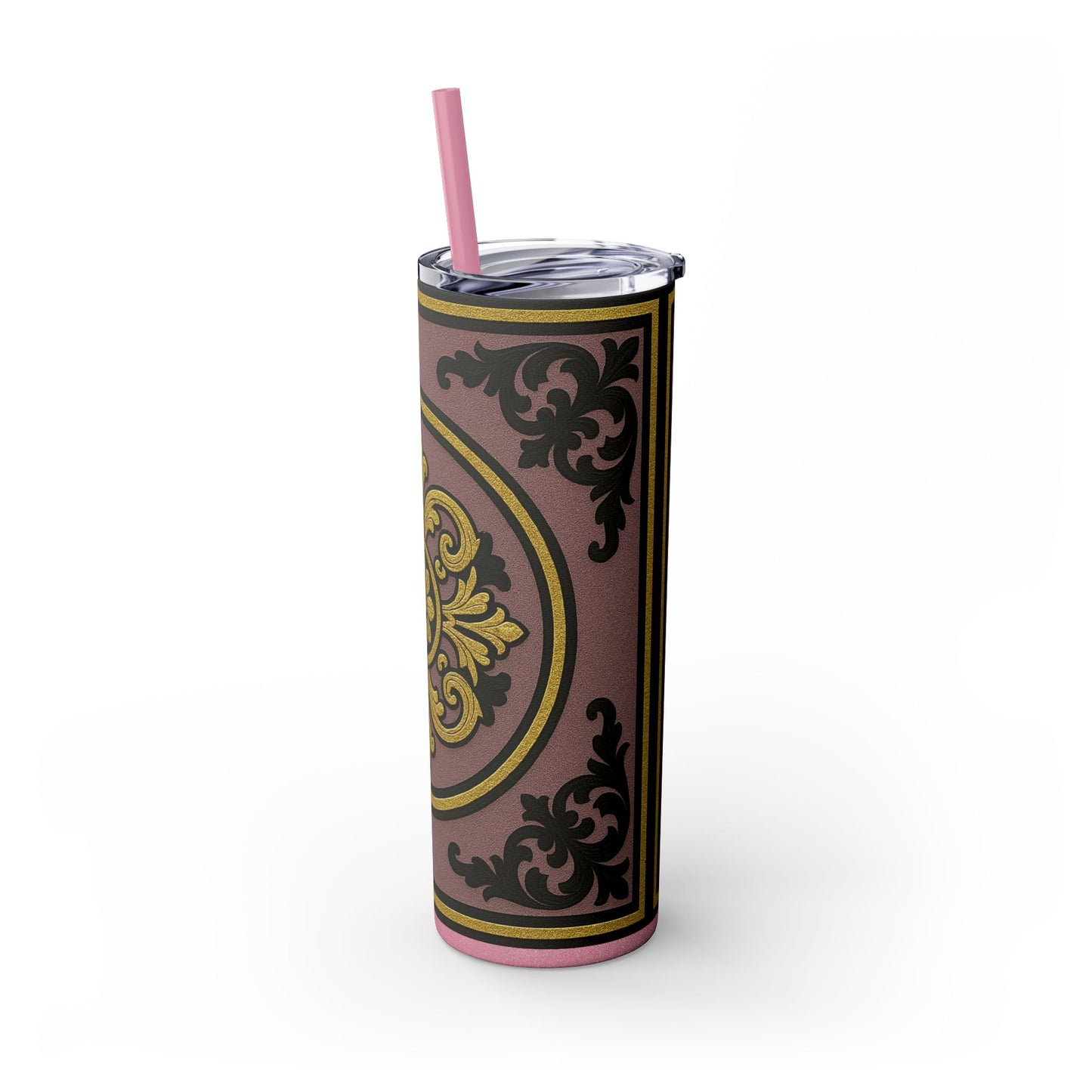 Gilded Mauve With Gold-Black Baroque Tumbler, Elegant Drinkware for Home, Travel, Gifts, Parties, Personalized Beverage Holder