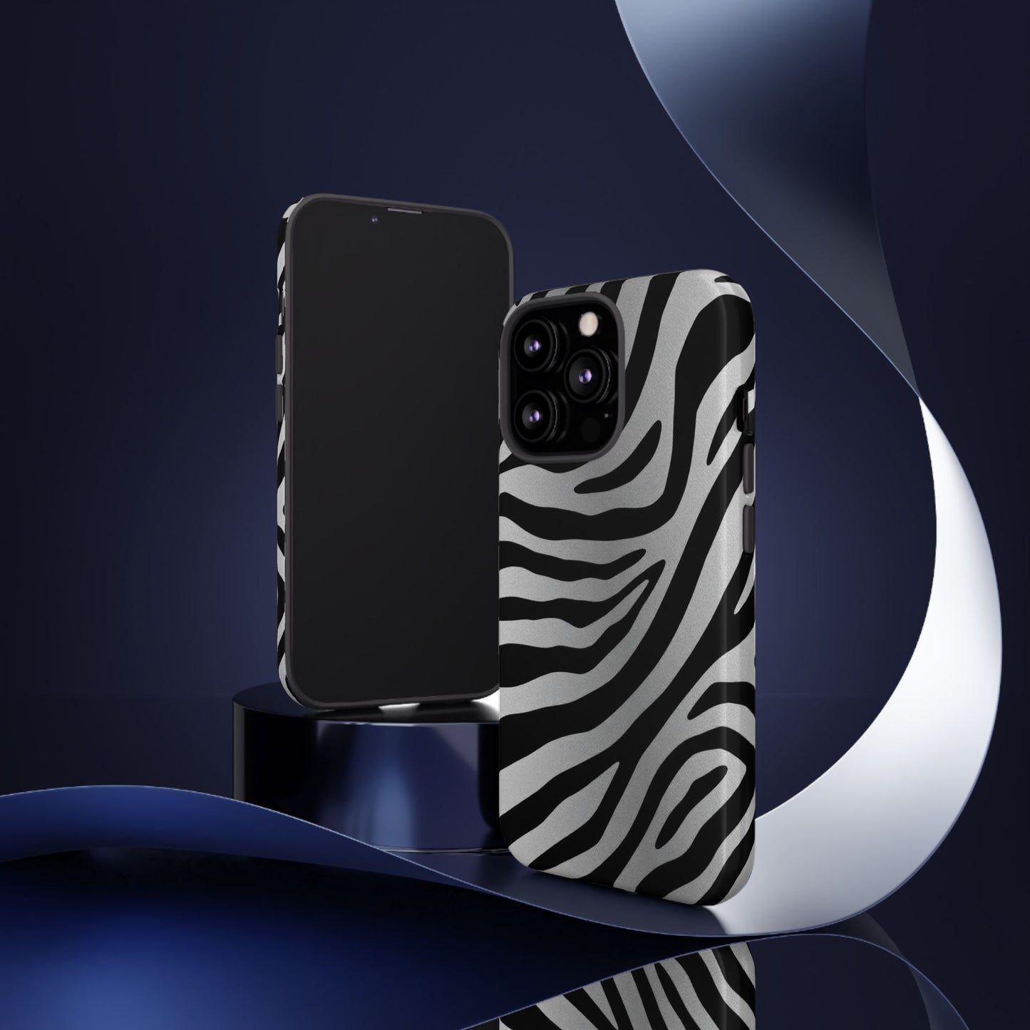 Zebra Print Tough Phone Case - Silver
