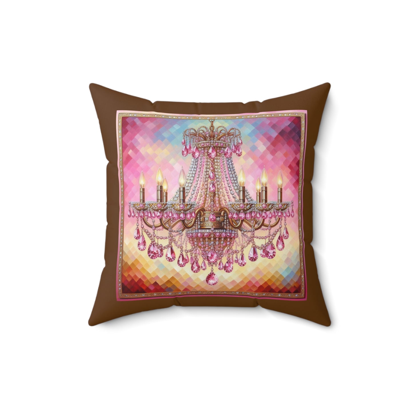 Chic Chandelier Pillow, Decorative Home Decor, Pillow for Living Room, Luxury Accent Pillow, Gift for Housewarming, Pink Chandelier Art