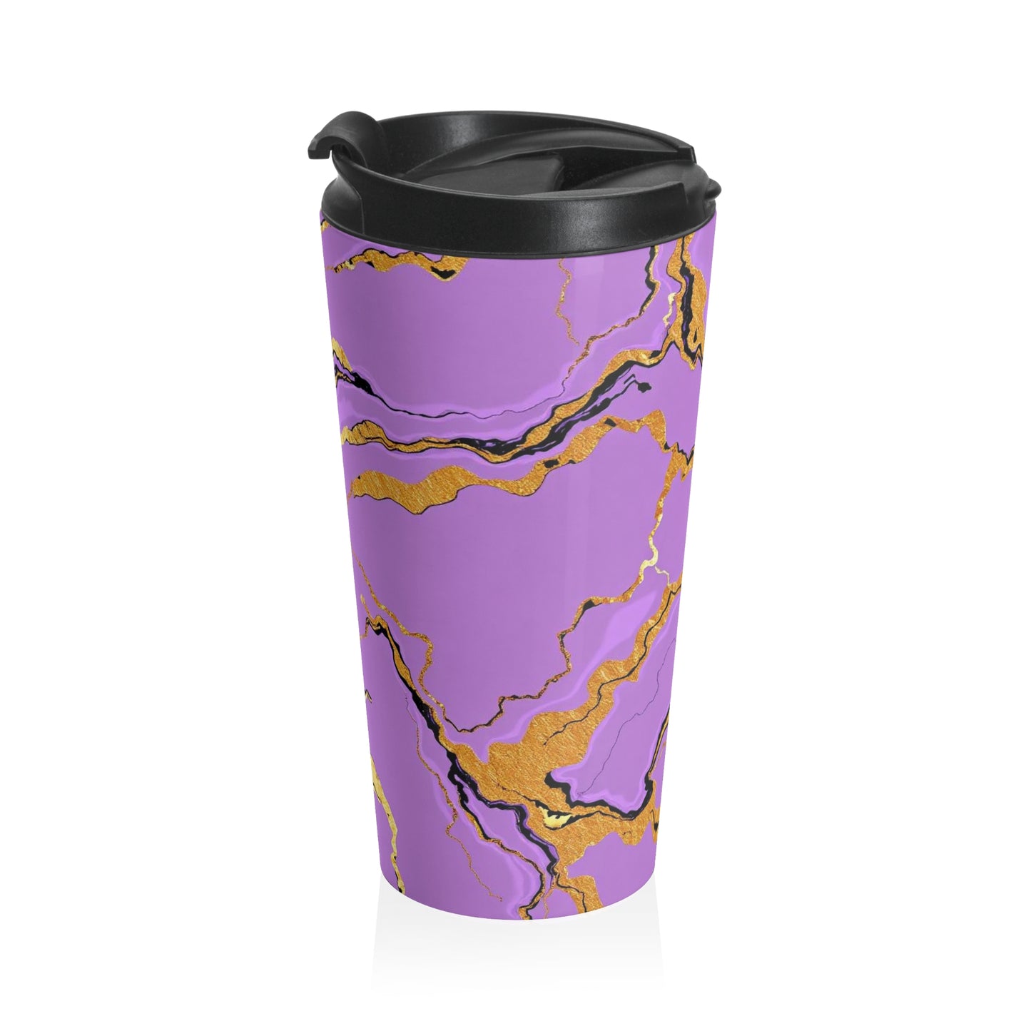 Elegant Marble Travel Mug, Stylish Travel Cup, Insulated Coffee Mug, Unique Gift for Her, Lavender and Gold Theme, Modern Drinkware