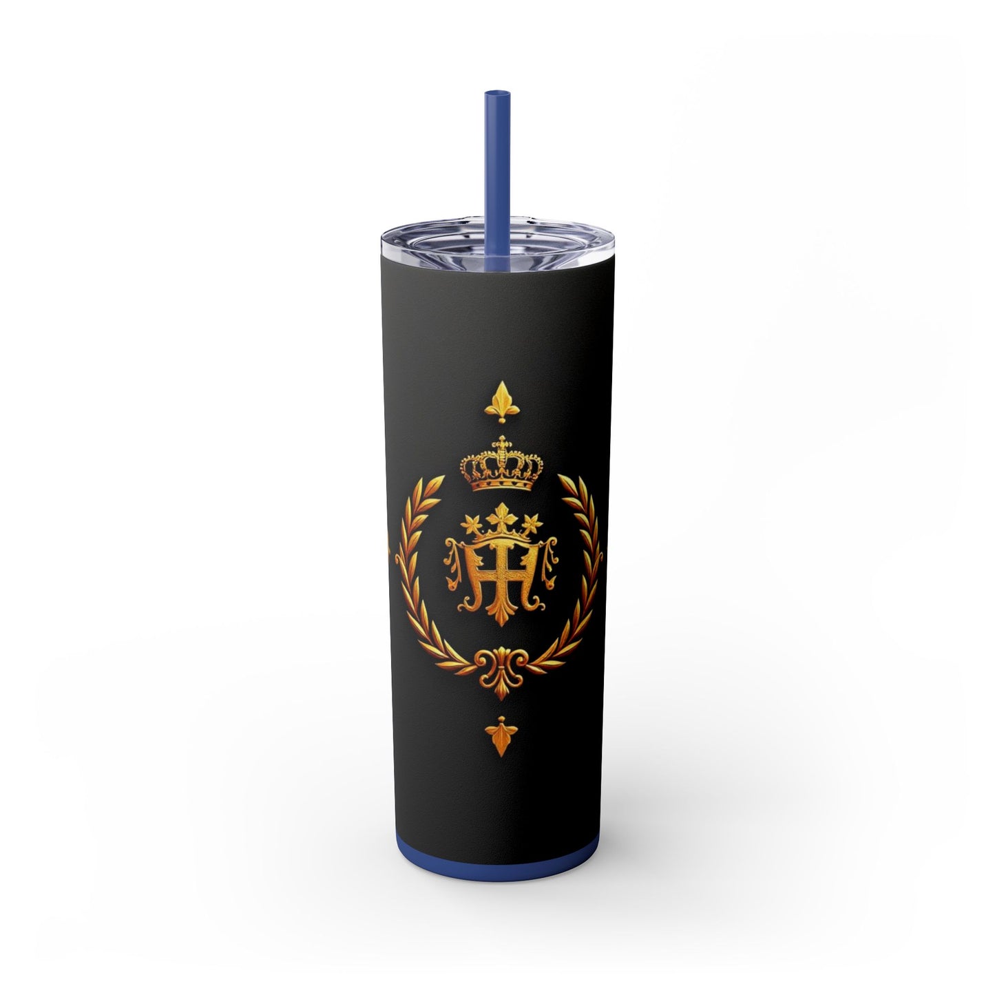 Elegant Gold Crown Skinny Tumbler with Straw, 20oz - Stylish Drinkware for Every Occasion, Royal Inspired, Ideal Gift for Her - Gold Crest