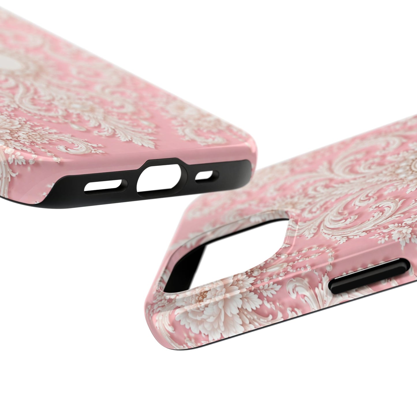 Pink Rococo Elegant Floral Tough Phone Case - Pink Vintage Design