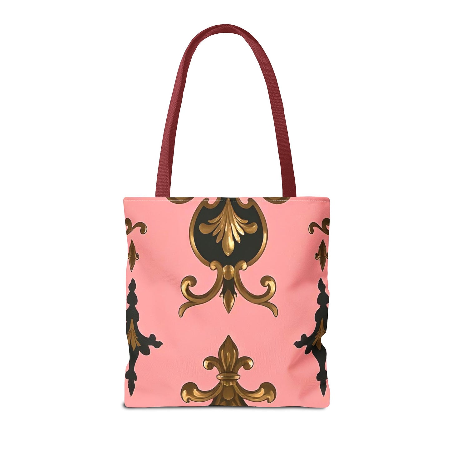 Elegant Patterned Tote Bag - Chic Carry-All for Everyday Use, Fashion Accessory - Pink, Black & Gold Rococo