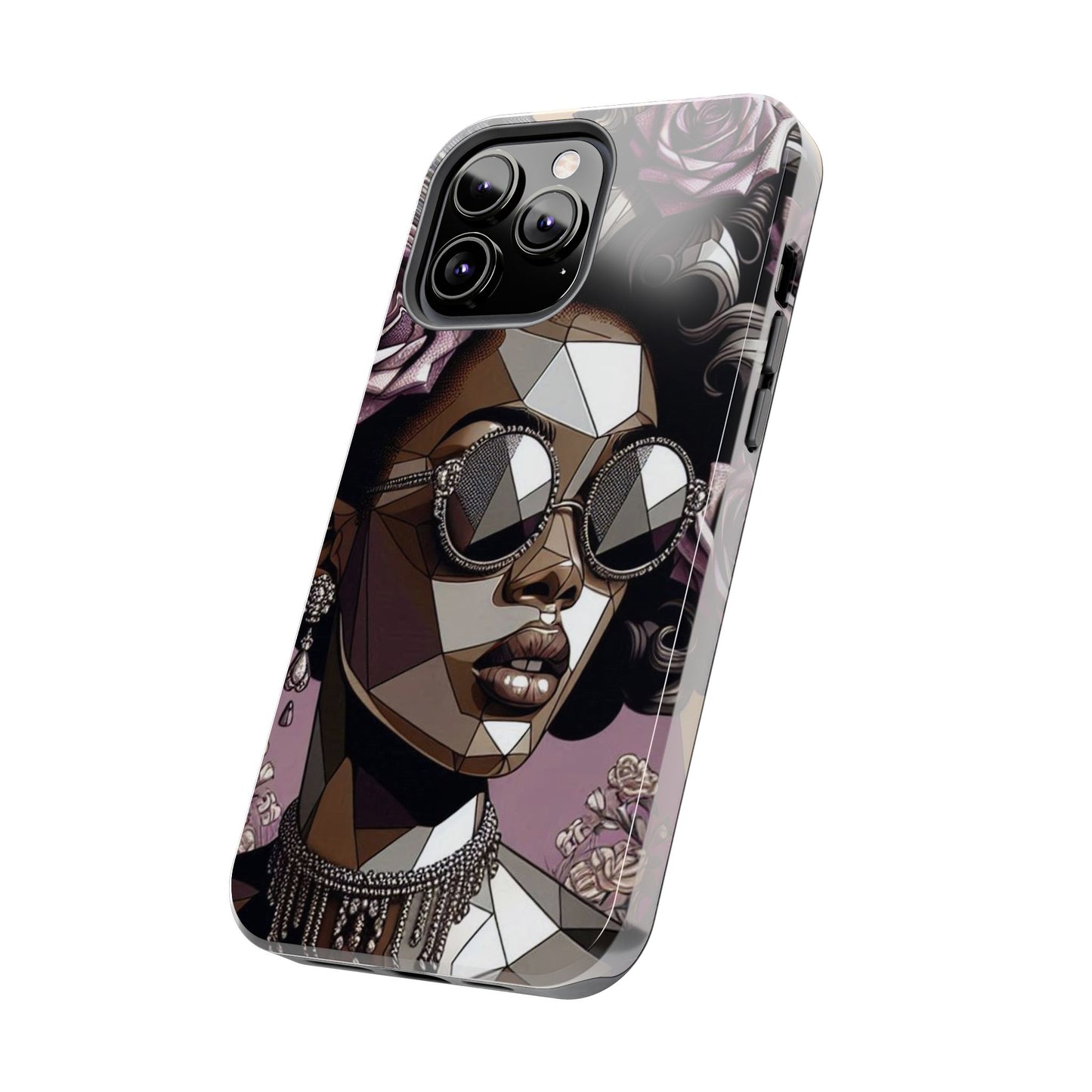 Chic Geometric Phone Case, Stylish Tough Case for Women, Unique Gift, Floral Design, Modern Accessories for Everyday Use - Lilac Baroque Lady