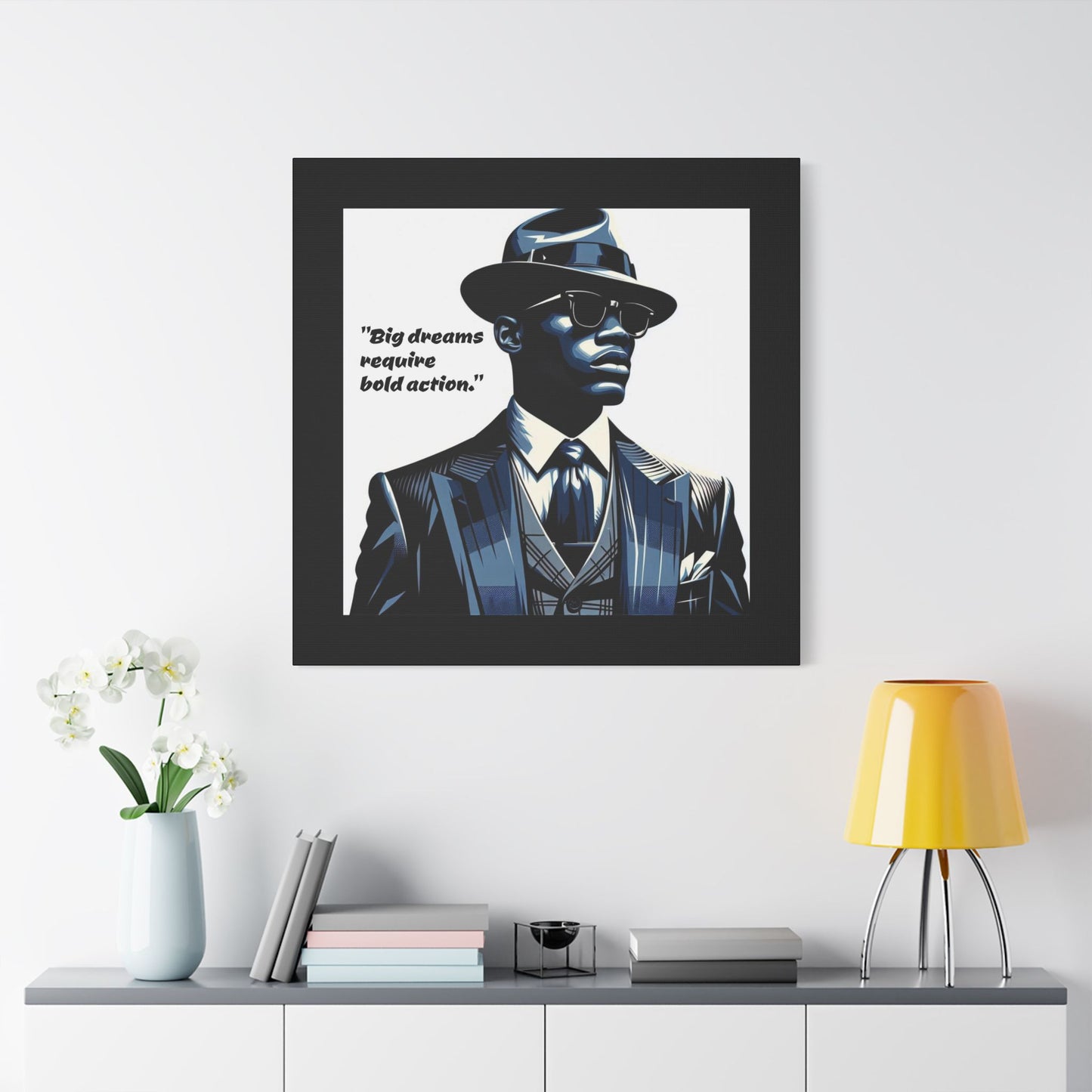 Afro Art Print Canvas, Wall Decor, Satin Stretched Canvas, African American Art, Office Decor, Home Decor - "Big dreams require bold action."
