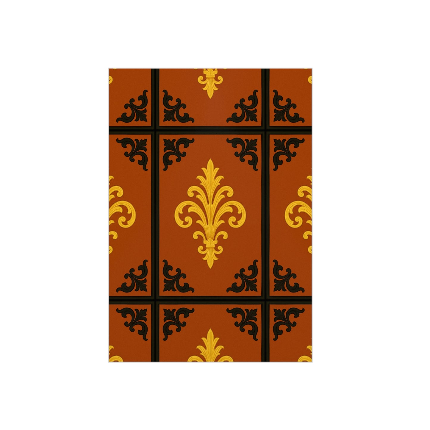 Dusk Terracotta Baroque Foam Board — Baroque Pattern Wall Art (Dusk Terracotta, Gold & Black)