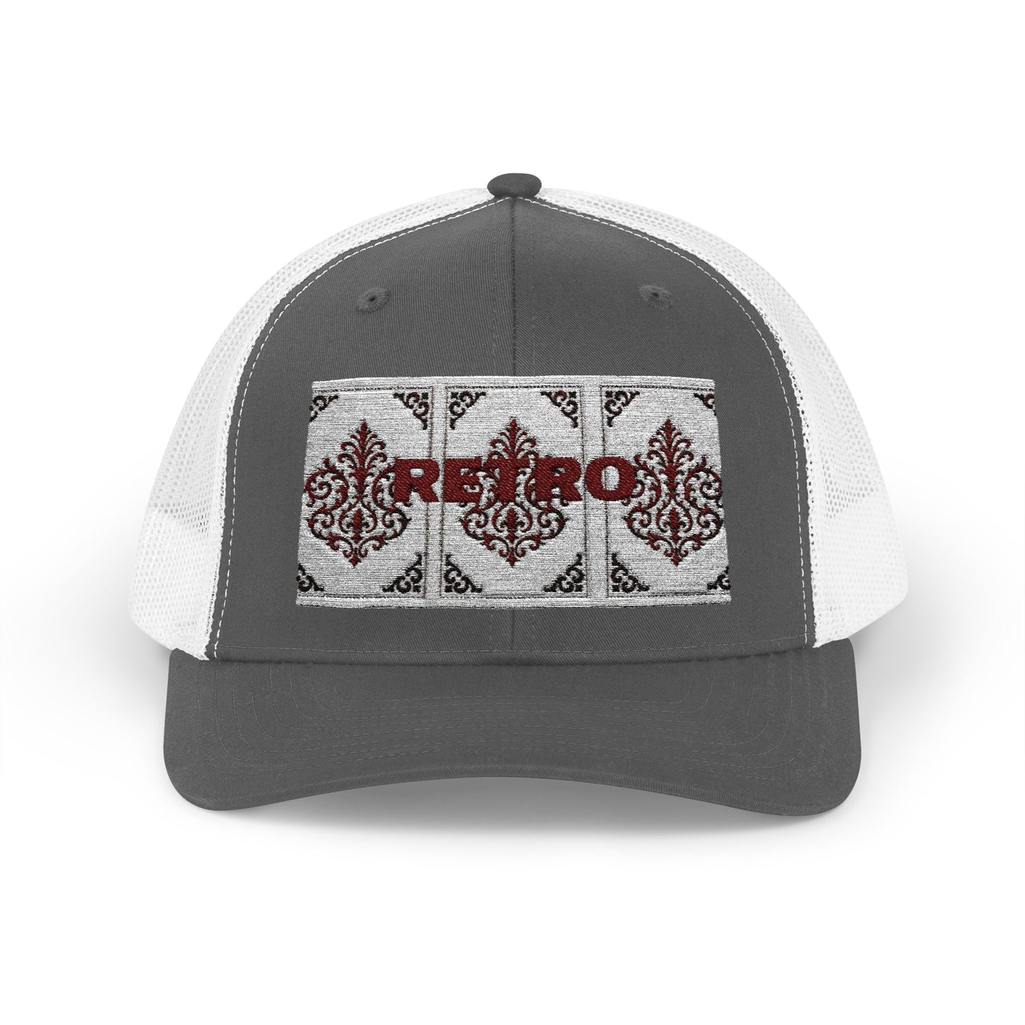 Retro Baroque Trucker Cap — Almond Beige & Brown Snapback