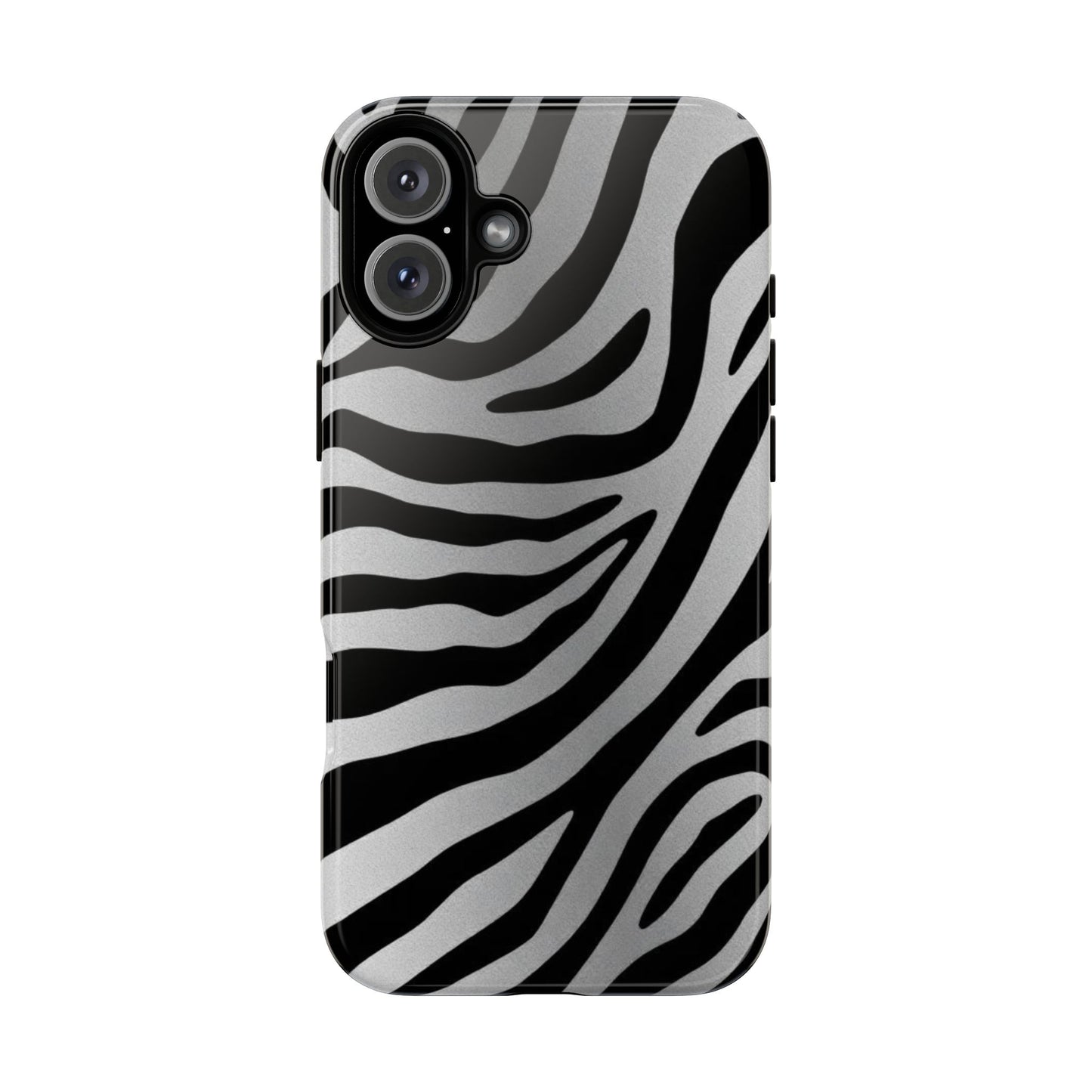 Zebra Print Tough Phone Case - Silver