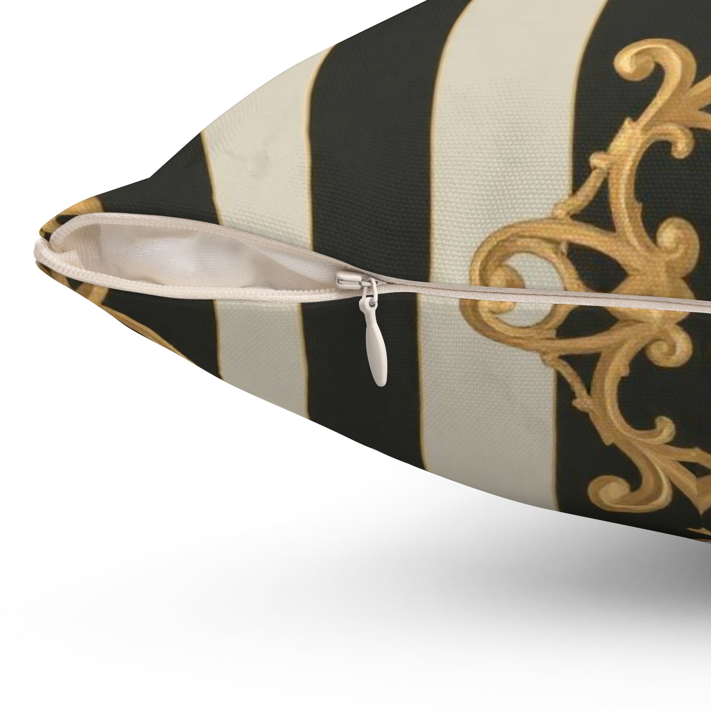 Elegant Black & Alabaster Striped Baroque Decorative Pillow, Modern Home Decor, Luxurious Cushion, Gifts for Housewarming, Living Room Accent