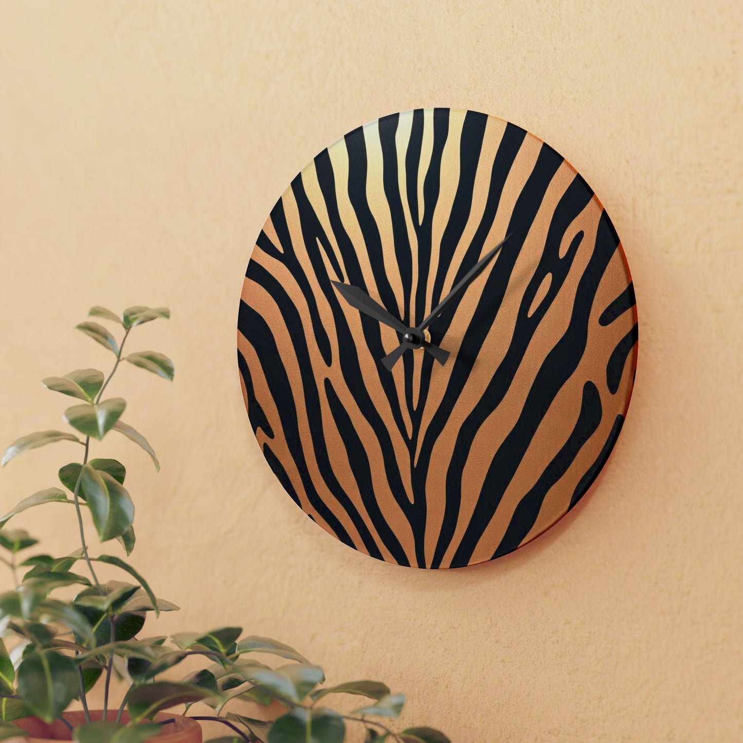 Stylish Zebra Print Acrylic Wall Clock - Modern Home Decor Accent