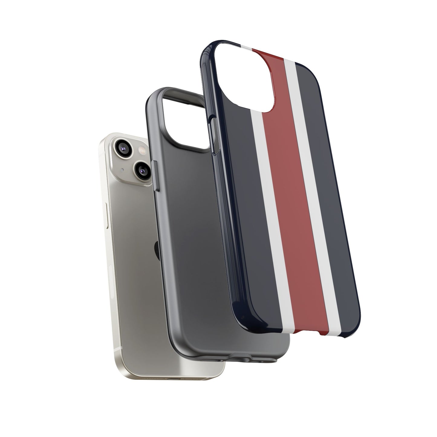 Lunar Midnight & Red-White Striped Stylish Phone Case - Tough Cases, Custom iPhone Cover, Sleek Phone Accessories, Gifts for Him/Her