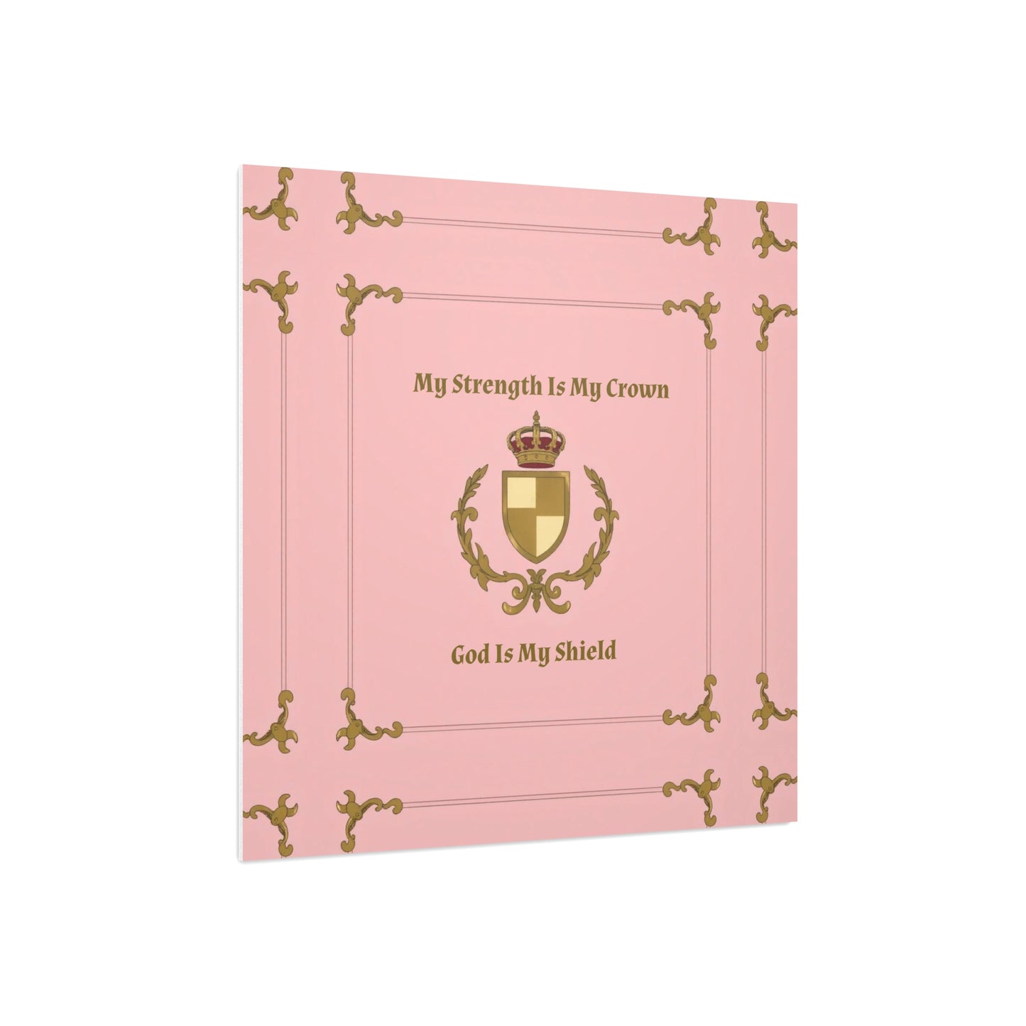 Crest & Crown Spiritual Quote Wall Art, Motivational Decor, Foam Board Print, Home Accent, Gift for Friends, Pink Crown Design
