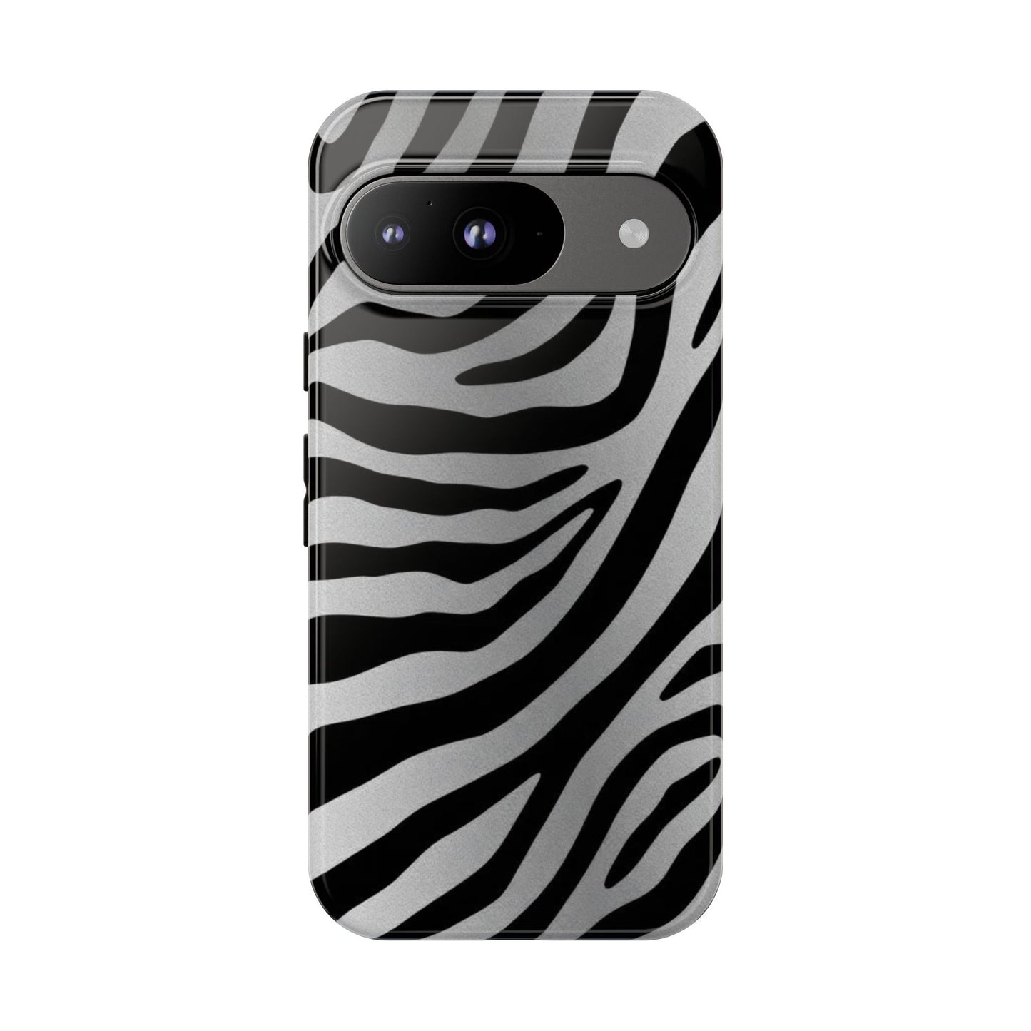 Zebra Print Tough Phone Case - Silver