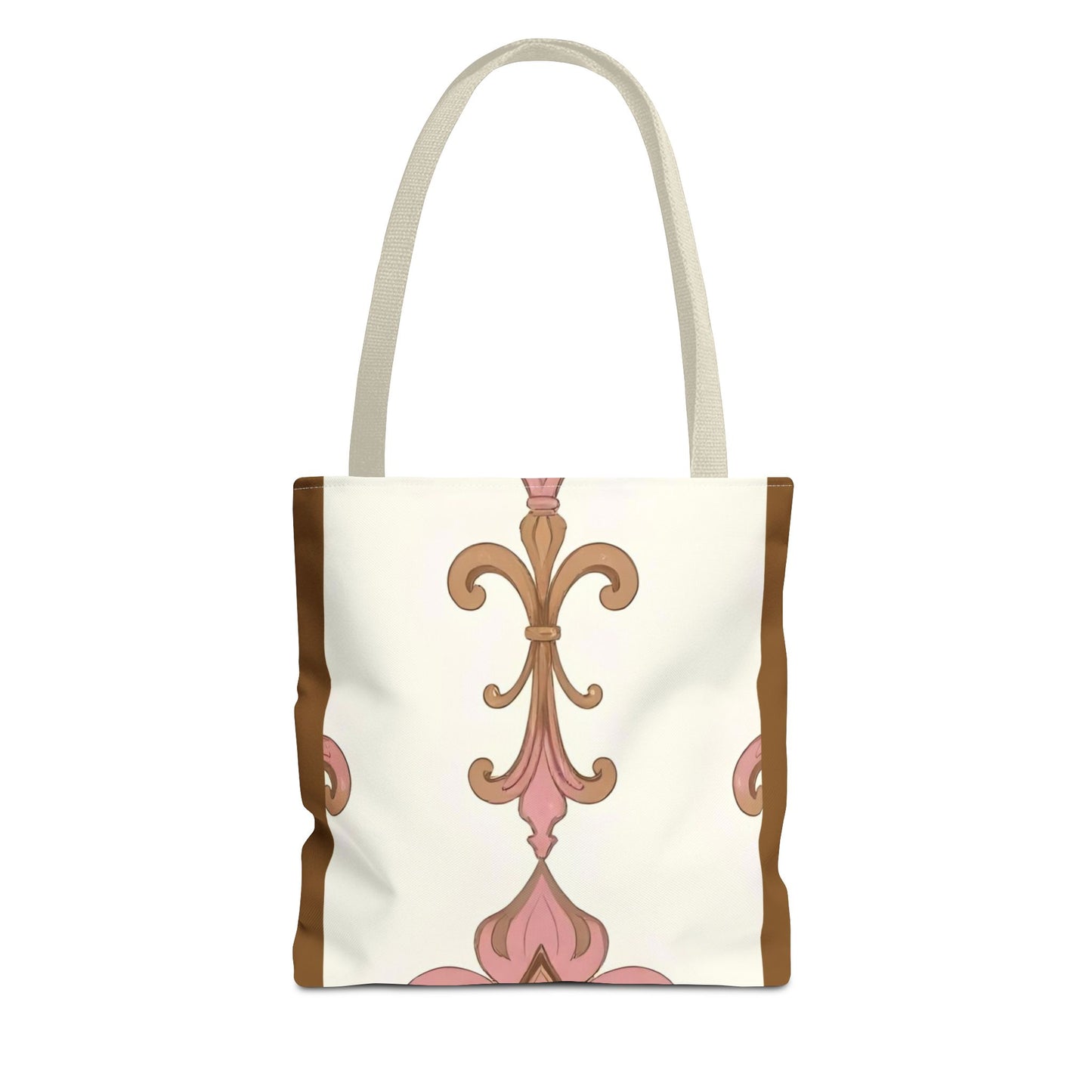 Elegant Floral Tote Bag - Perfect for Everyday Use, Shopping, Gifts, Summer Outings, and Special Occasions - Brown Striped Pink Arabesque