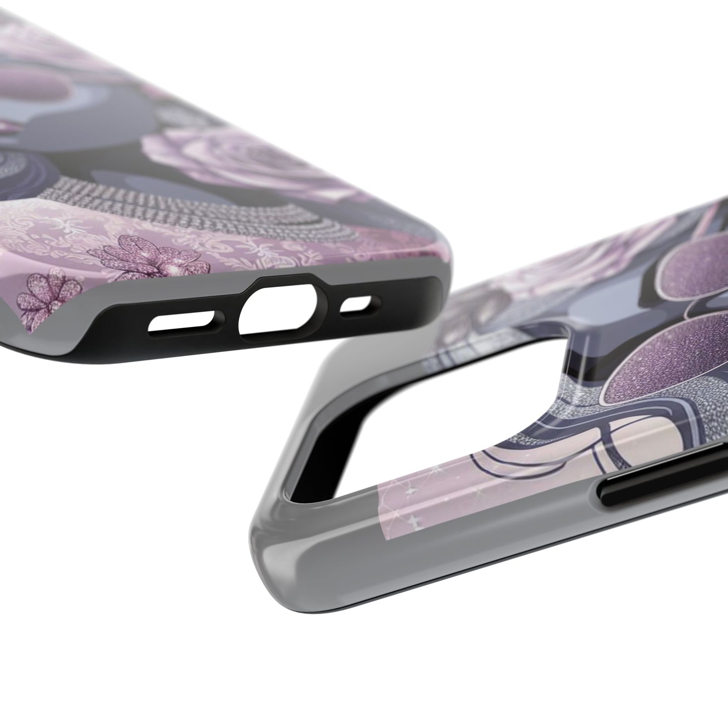 Glamorous Floral Tough Phone Case - Chic Protection for Trendsetters - Lilac & Lavender