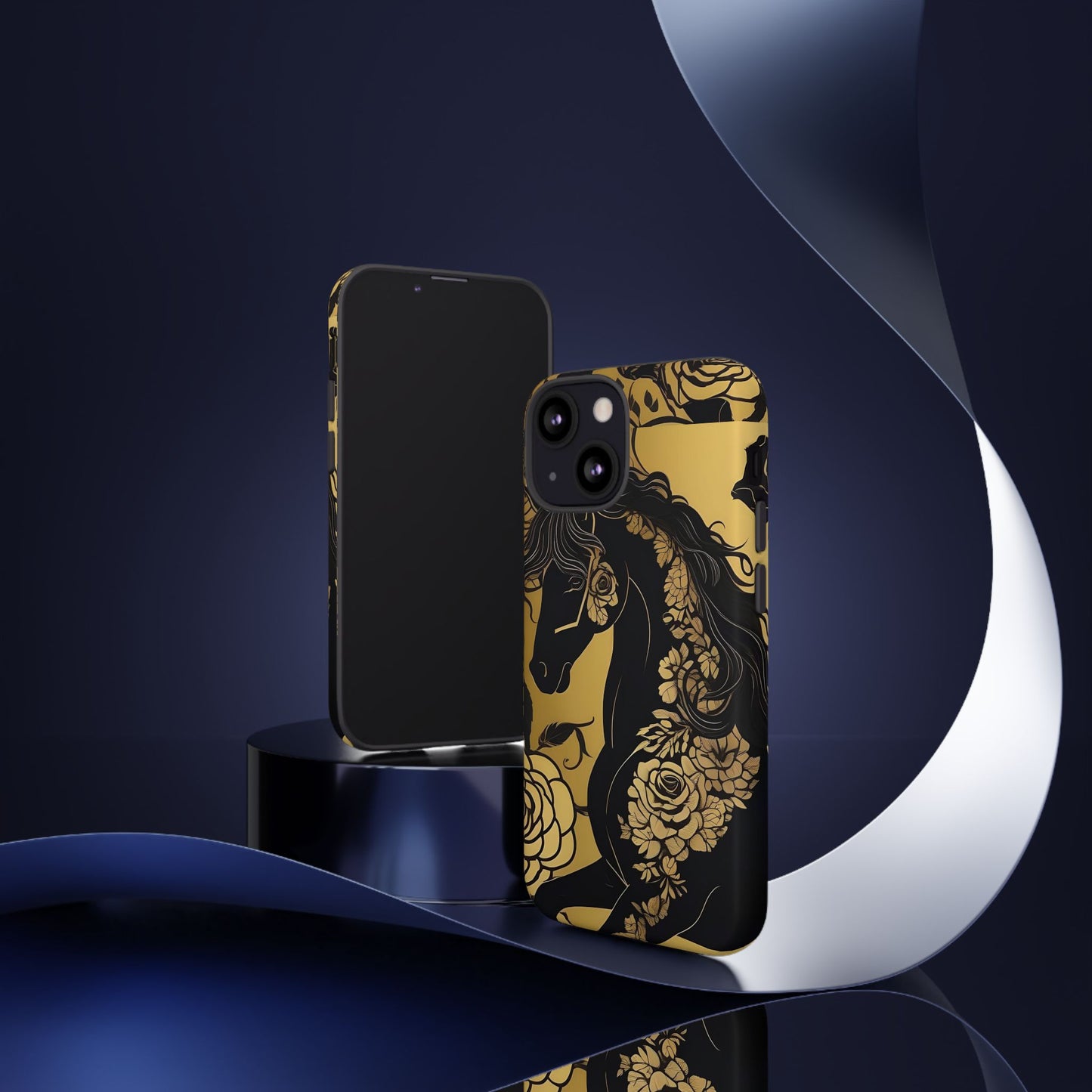 Phone Case - Elegant Horse & Roses Design