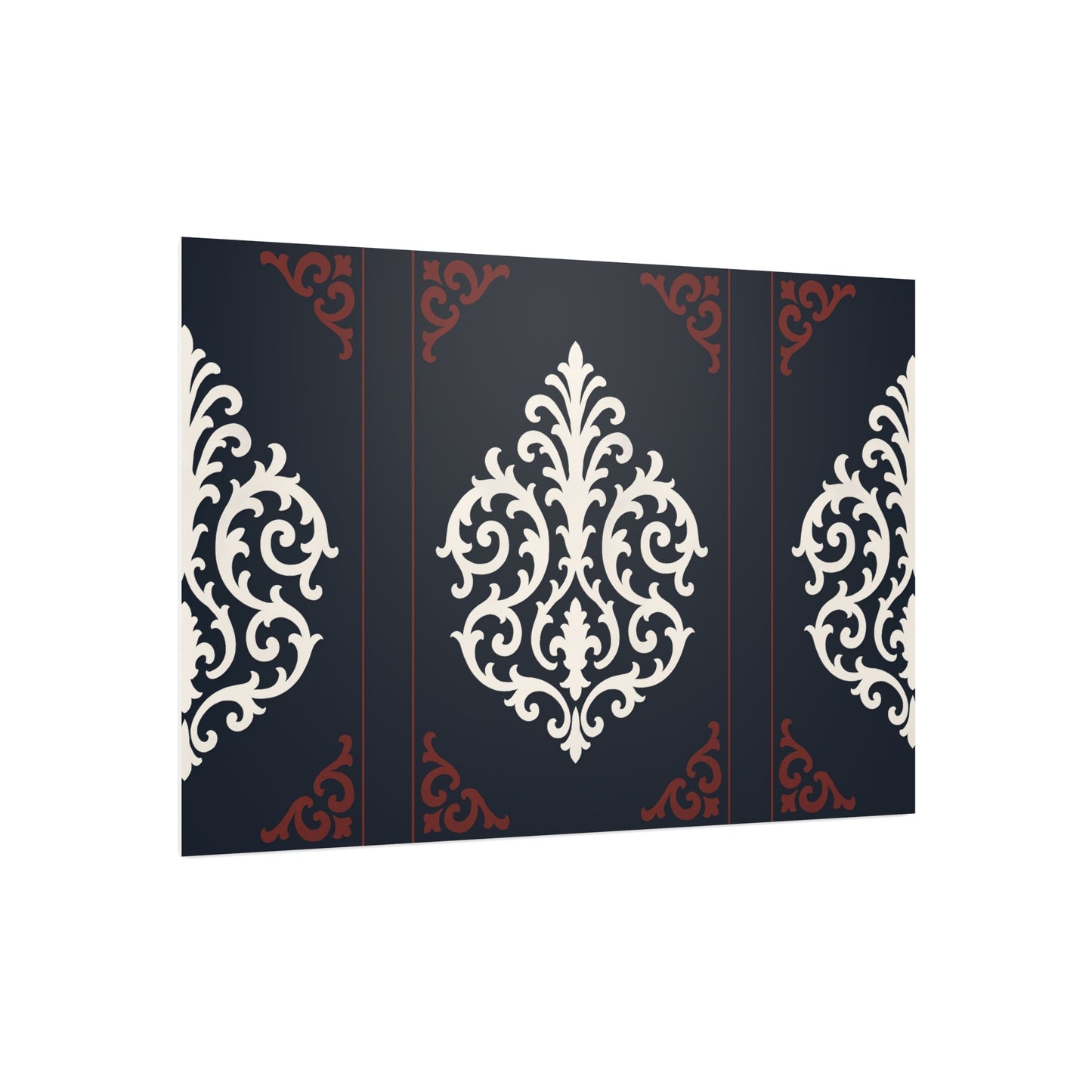 Dusk Blue-Maroon & White Baroque Foam Board Wall Art — Blue, White & Maroon Pattern
