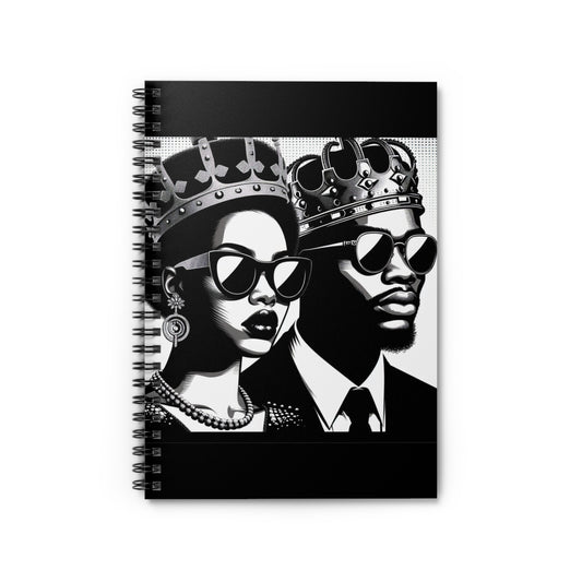 Elegant Crowned Couple Spiral Notebook - Stylish Journal for Note-Taking, Gift for Writers, Artists, or Royalty Enthusiasts