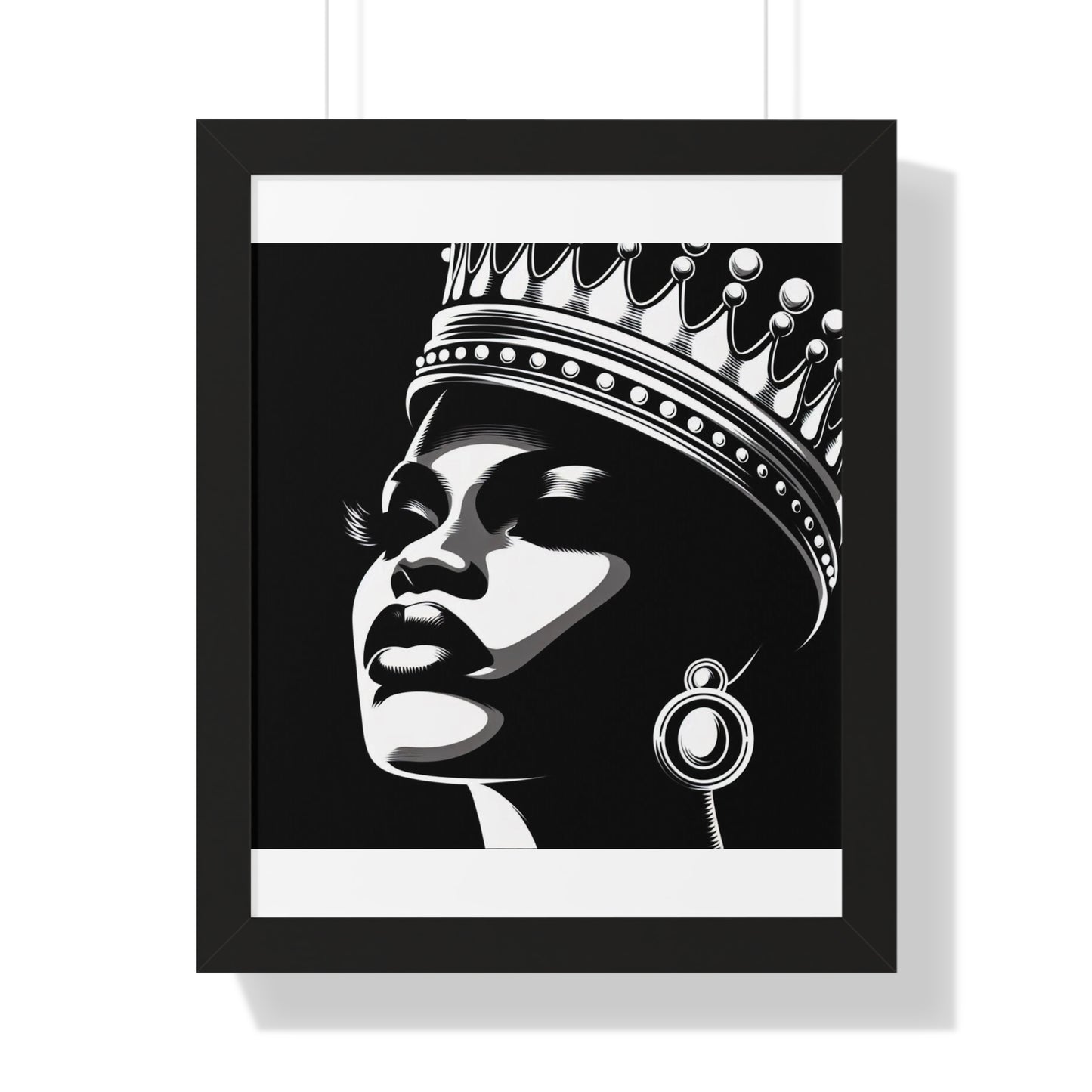 Elegant Crowned Queen Wall Art, Framed Vertical Poster, Home Decor, Modern Wall Art, Gift for Her, Inspirational Art