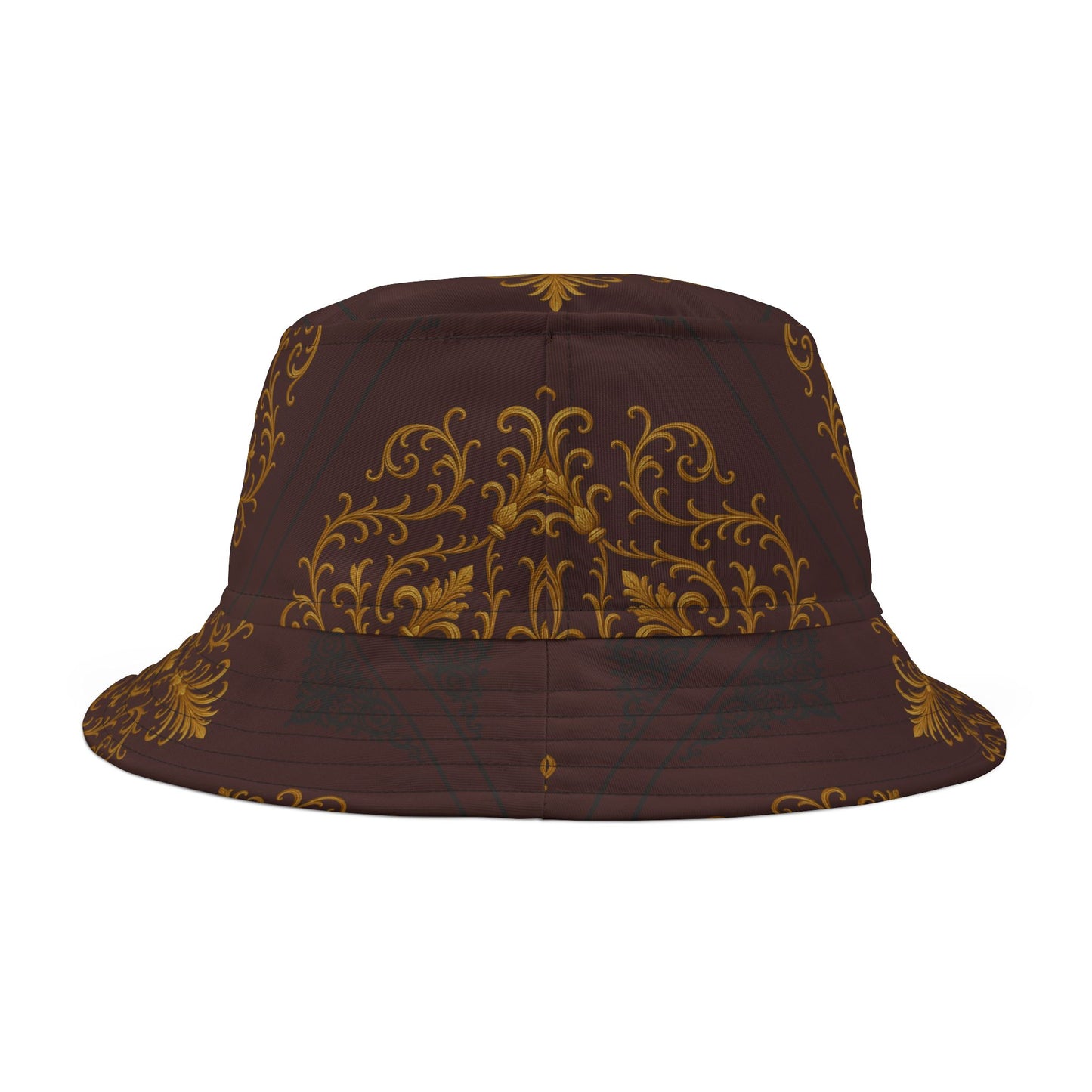 Dusk Burgundy-Black & Gold Baroque Bucket Hat – Ornate Baroque Pattern