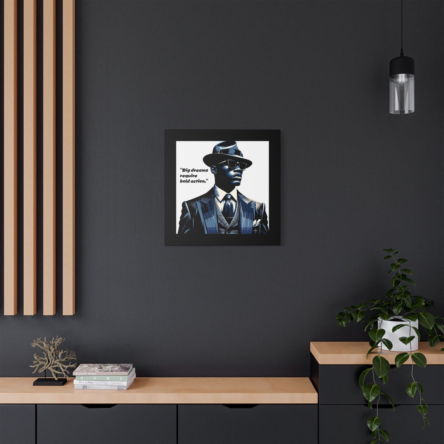 Afro Art Print Canvas, Wall Decor, Satin Stretched Canvas, African American Art, Office Decor, Home Decor - "Big dreams require bold action."