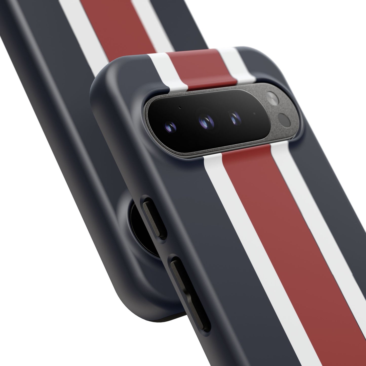 Lunar Midnight & Red-White Striped Stylish Phone Case - Tough Cases, Custom iPhone Cover, Sleek Phone Accessories, Gifts for Him/Her