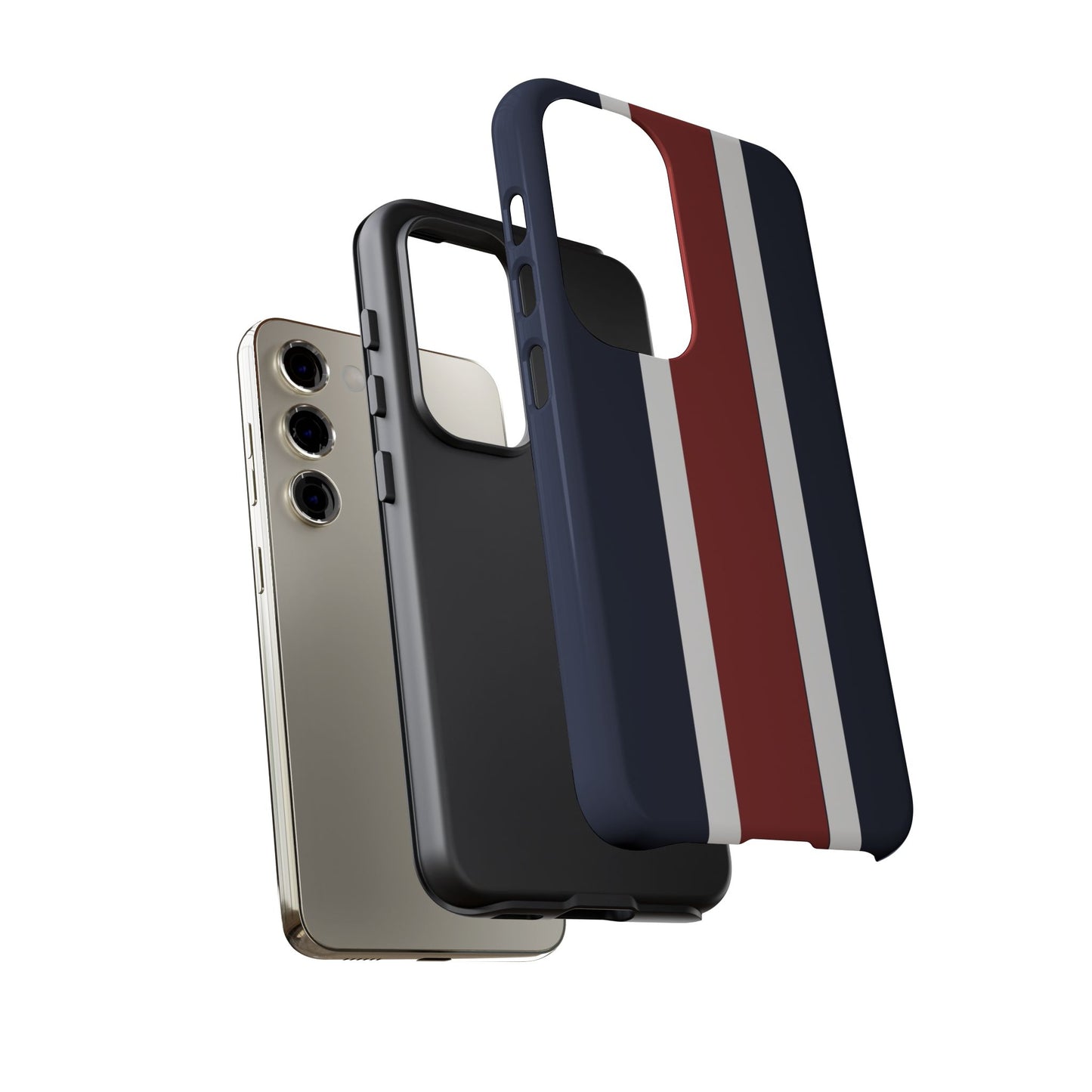 Lunar Midnight & Red-White Striped Stylish Phone Case - Tough Cases, Custom iPhone Cover, Sleek Phone Accessories, Gifts for Him/Her