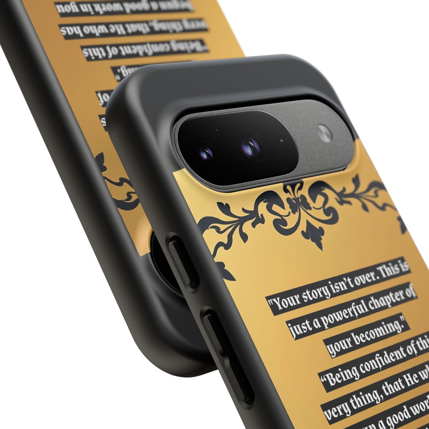 Elegant Floral Motif Phone Case - Tough Cases with Vintage Design - "Your story isn't over"