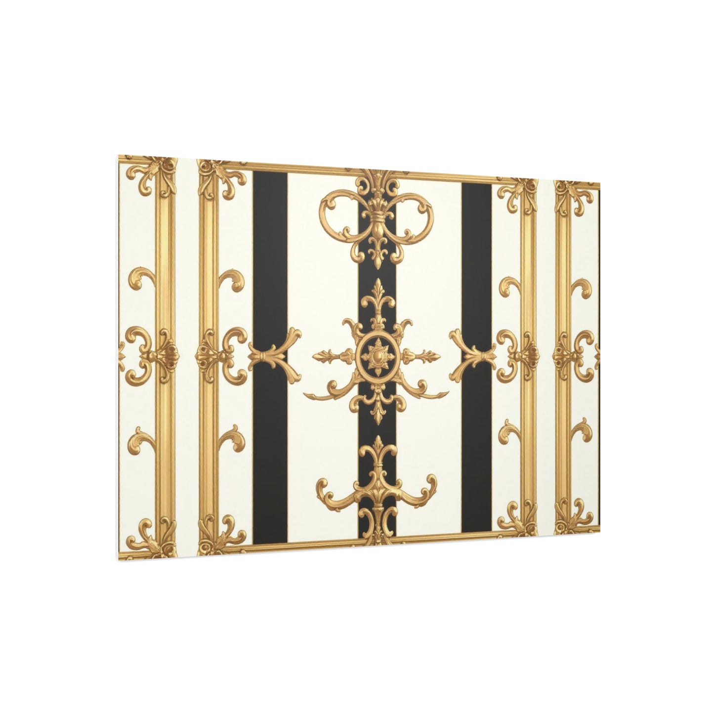 Elegant Foam Board Wall Art, Decorative Display, Home Decor, Office Decor, Visual Boards, Art Displays - Black & White Striped Gold Baroque