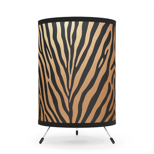 Zebra Print Tripod Lamp - Modern Home Decor with High-Res Shades