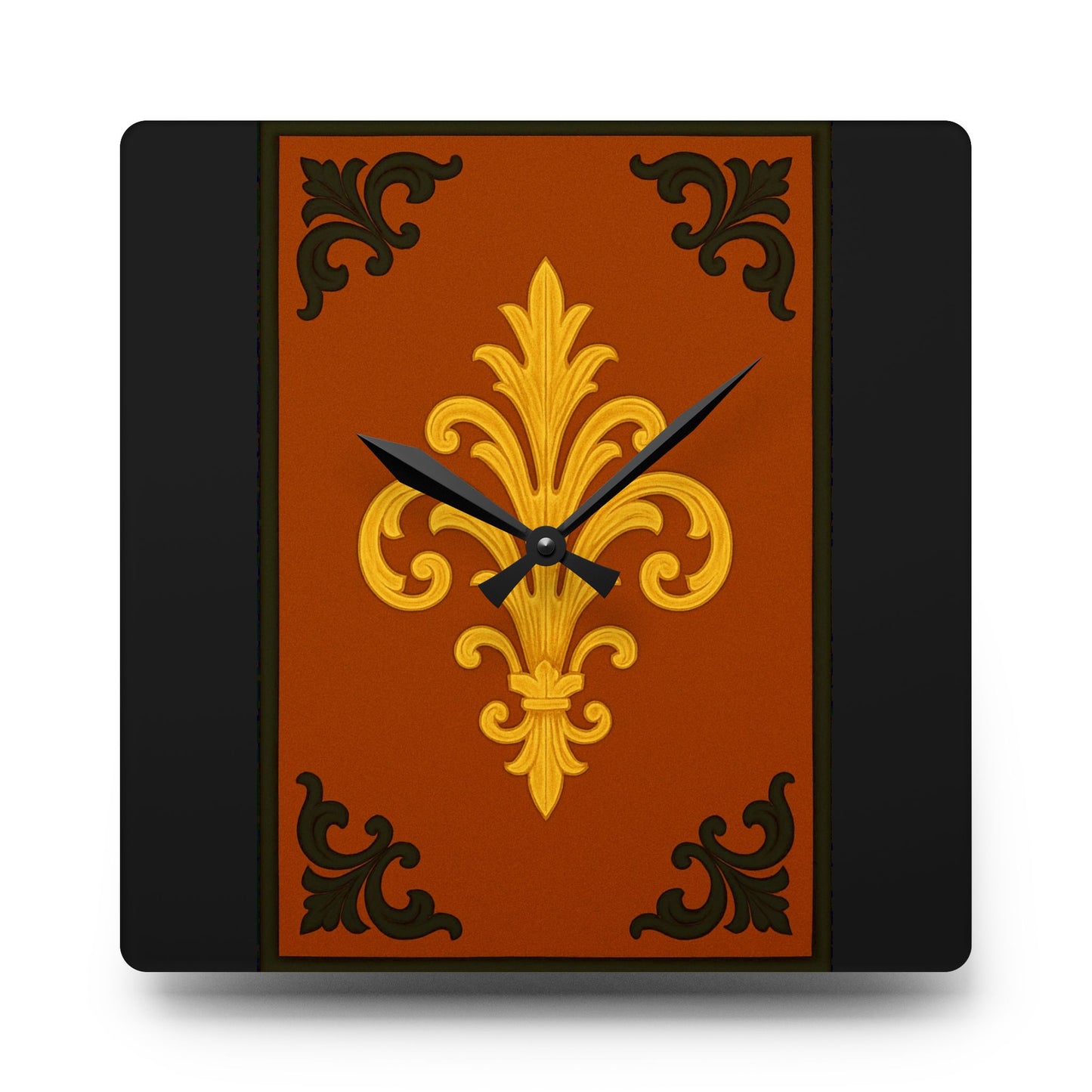 Dusk Terracotta Baroque Acrylic Wall Clock — Ornate Decorative Clock