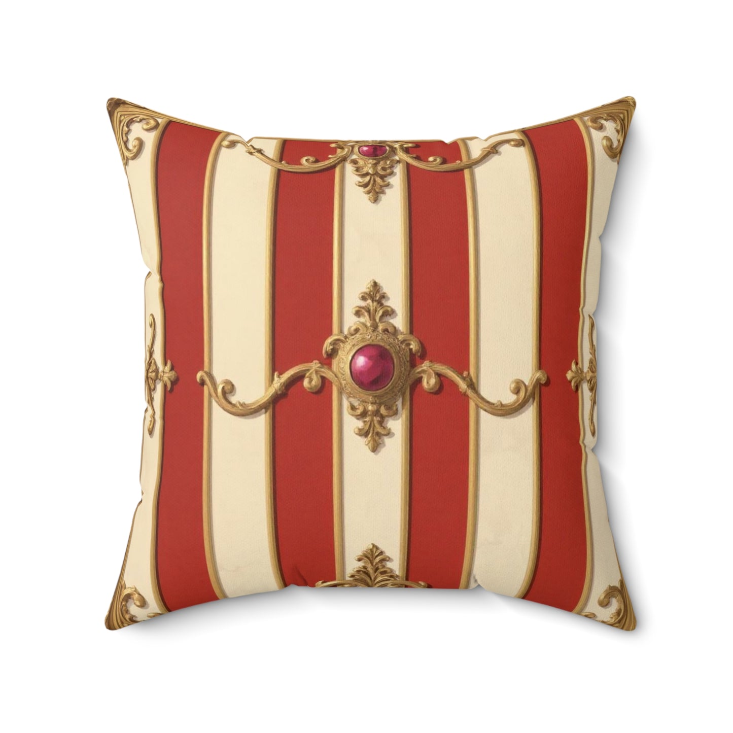 Elegant Faux Suede Throw Pillow – Regal Striped Design for Living Room Decor - Alabaster & Dusk Orange Striped Baroque