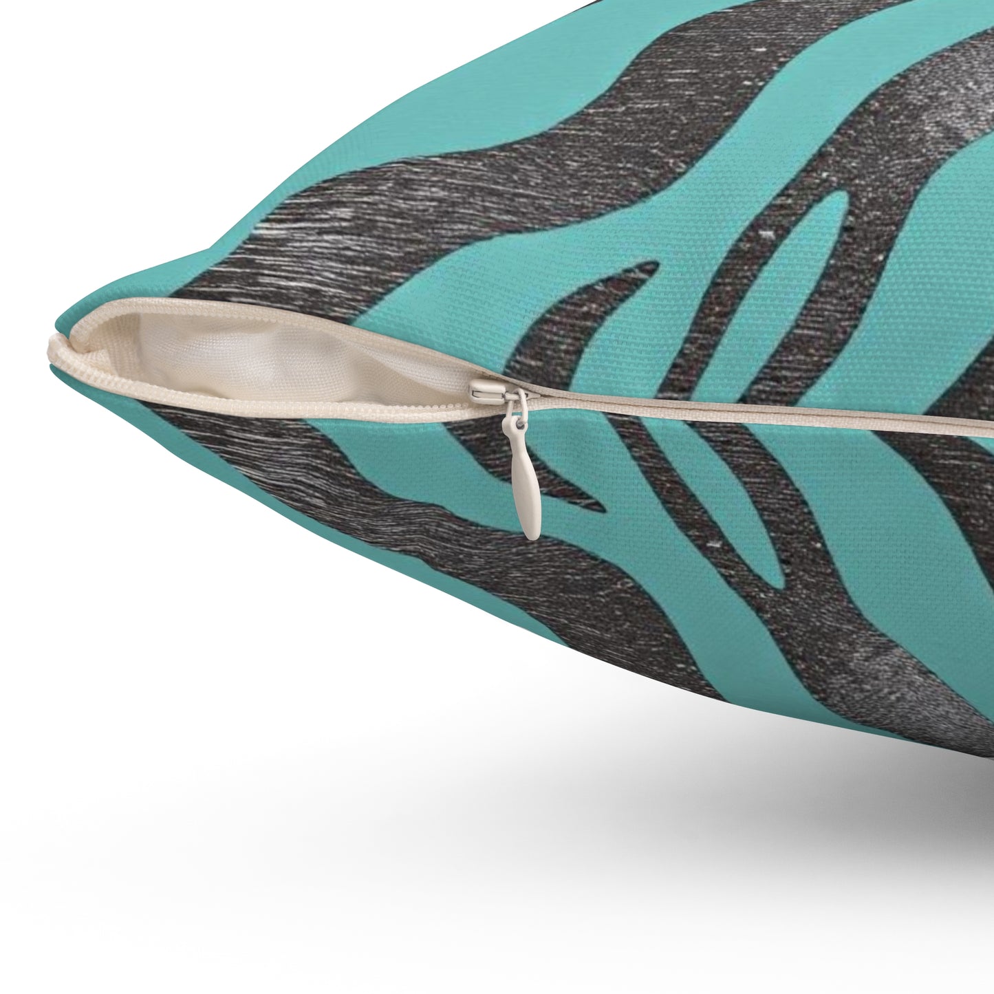Aqua & Silver Zebra Print Throw Pillow