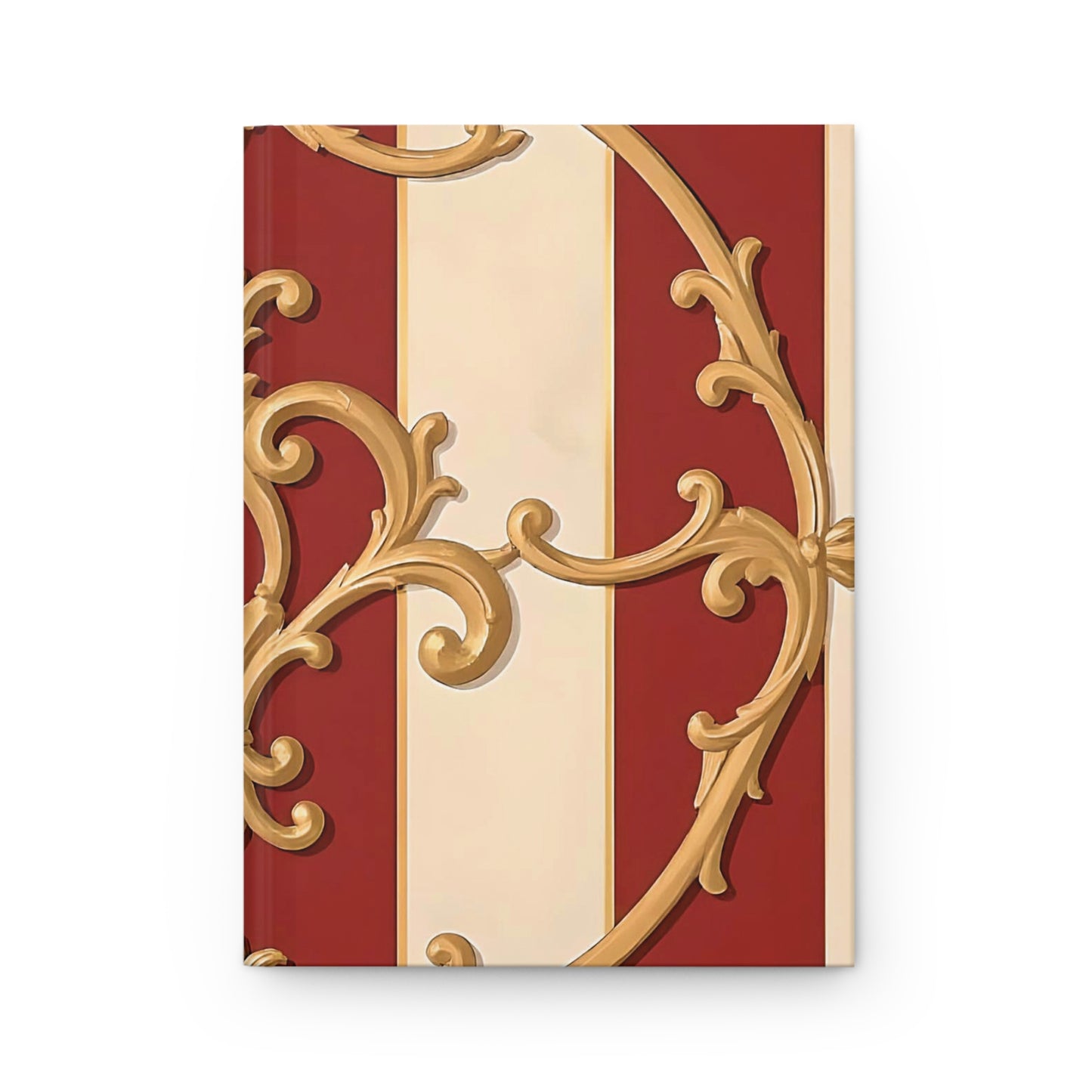 Elegant Ornate Hardcover Journal - Perfect for Writing & Journaling - Alabaster & Dusk Orange Striped Baroque
