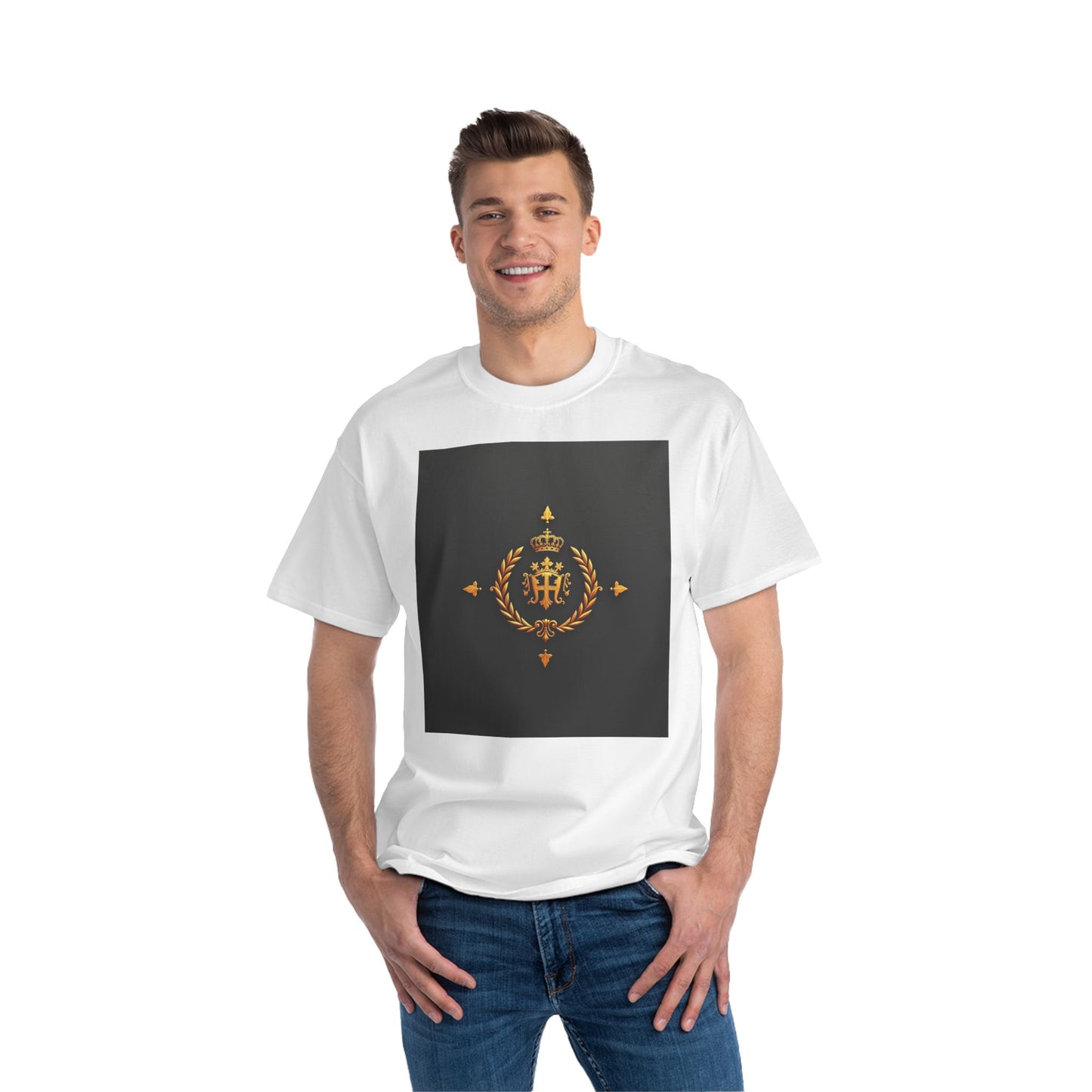 Stylish Gold Emblem T-Shirt, Casual Tee, Unique Gift, Everyday Wear, Graphic Shirt, Fashion Statement - Gold Crest