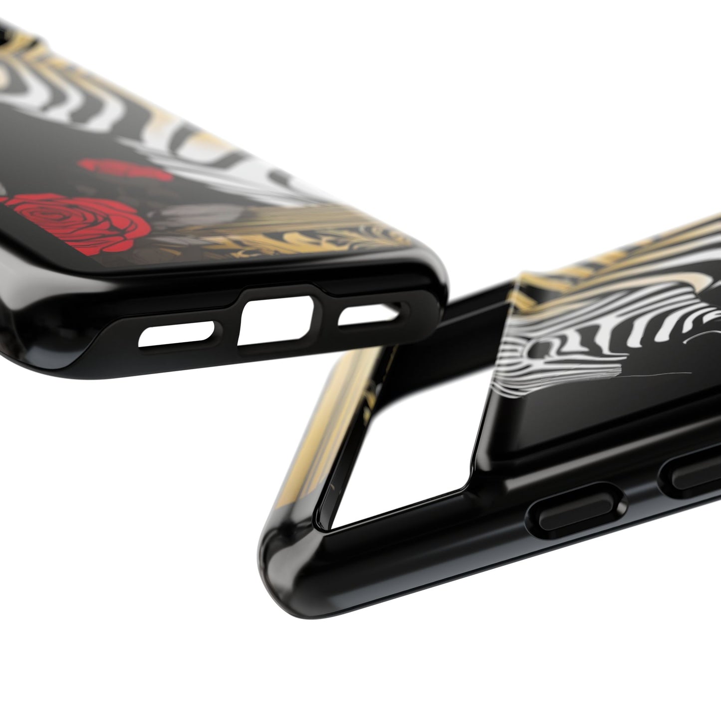 Phone Case - Elegant Zebra & Roses Design
