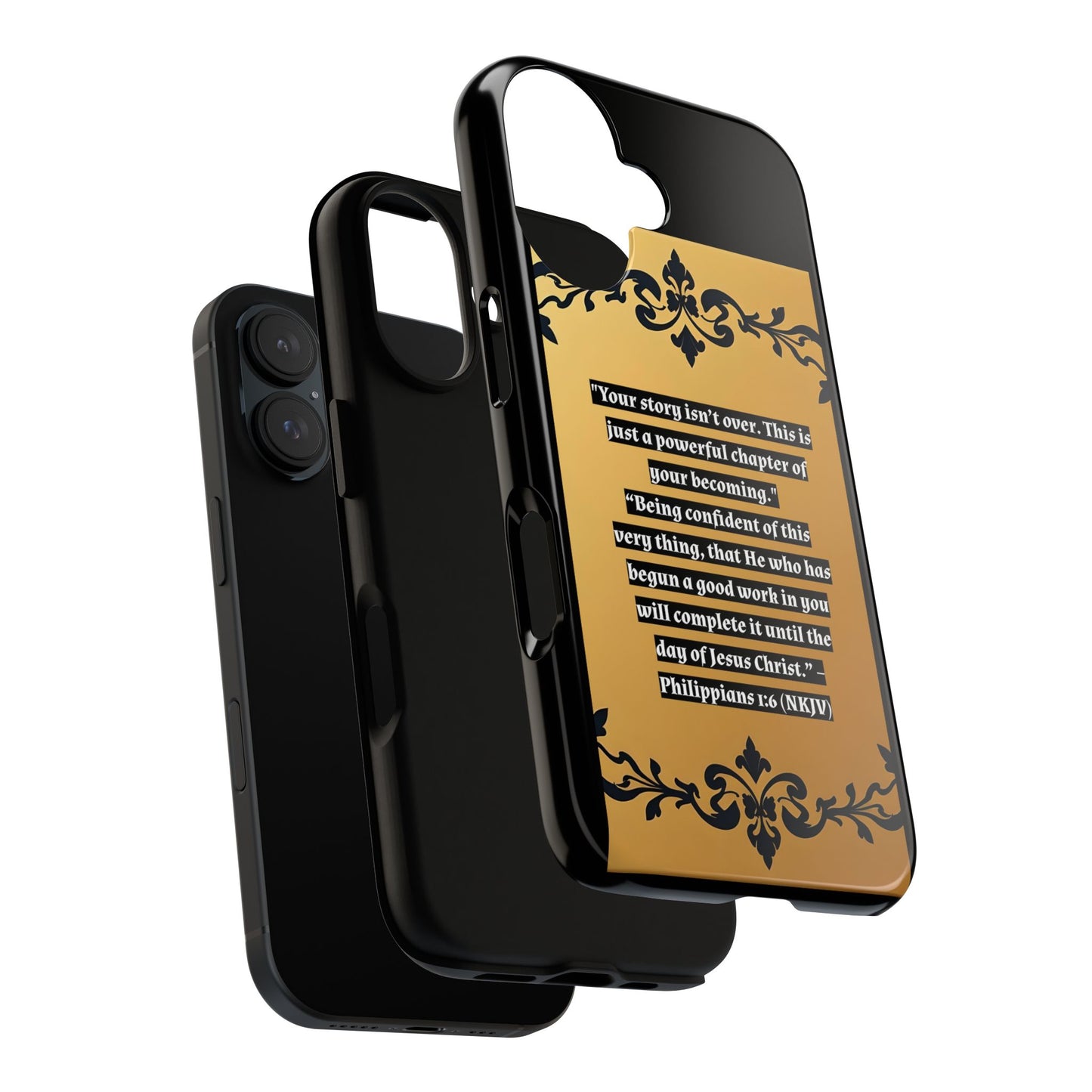 Elegant Floral Motif Phone Case - Tough Cases with Vintage Design - "Your story isn't over"