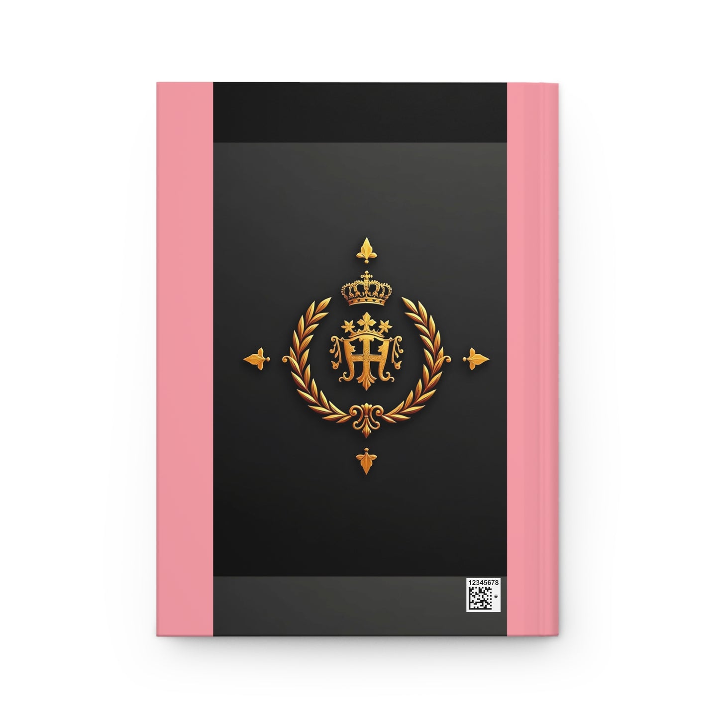 Elegant Hardcover Journal with Royal Crest Design, Perfect for Gifts, Stationery Lovers, Writing, Note-taking, Journaling - Pink Striped Gold Crest