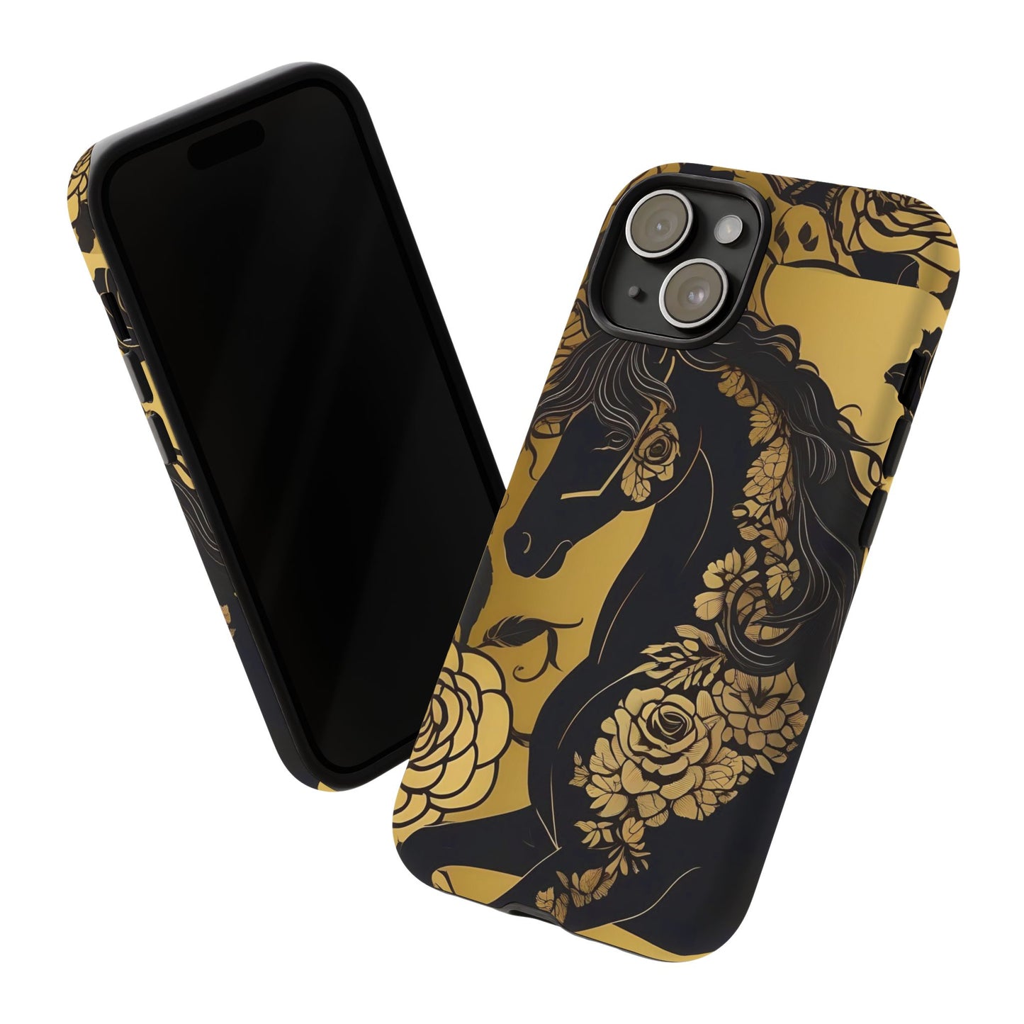Phone Case - Elegant Horse & Roses Design