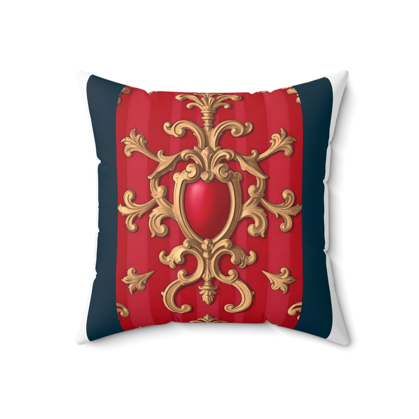 Regal Decorative Pillow - Elegant Home Decor, Luxury Cushion, Statement Pillow, Gift for Homeowners - Blue, Red & White Striped Baroque