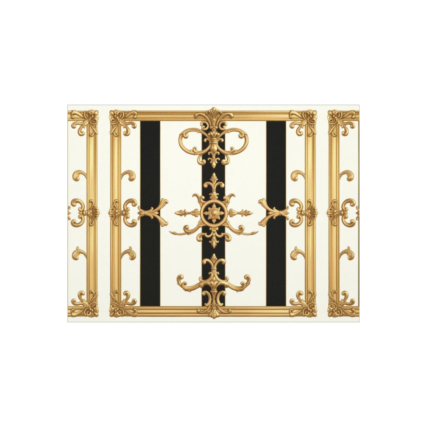 Elegant Foam Board Wall Art, Decorative Display, Home Decor, Office Decor, Visual Boards, Art Displays - Black & White Striped Gold Baroque