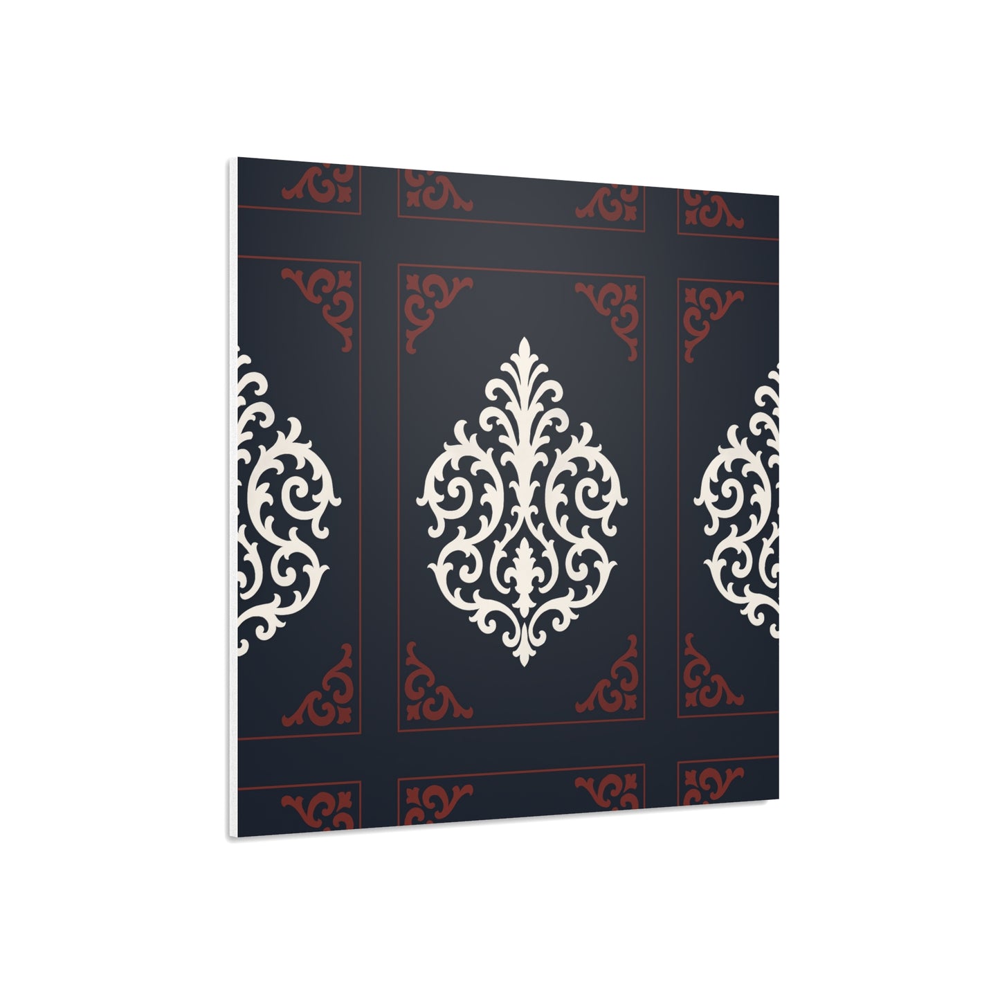 Dusk Blue-Maroon & White Baroque Foam Board Wall Art — Blue, White & Maroon Pattern