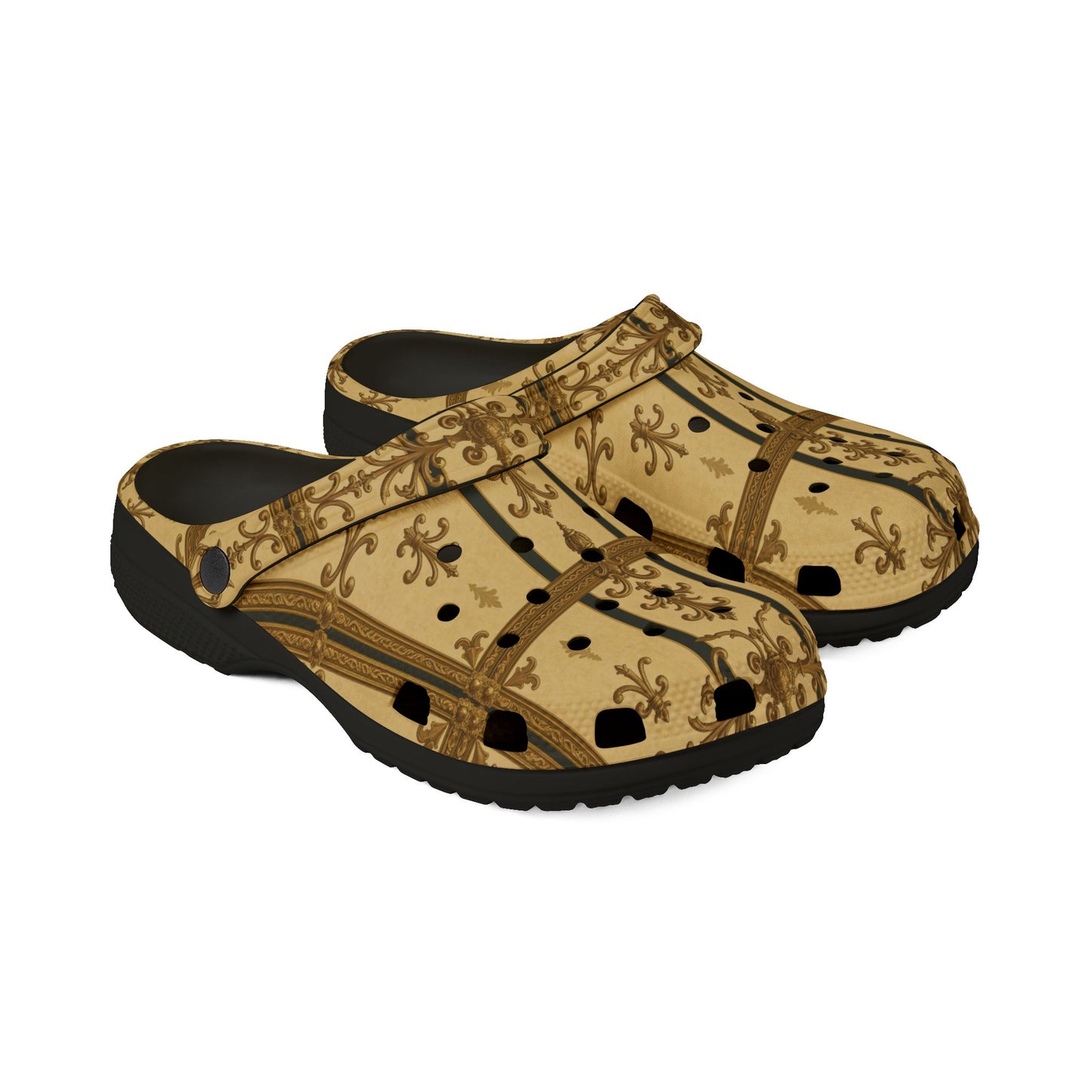 Stylish EVA Foam Clogs - Chic Comfort Footwear for Everyday Wear, Trendy Slip-Ons, Gift for Fashion Lovers - Matte Yellow Striped Antique Rococo