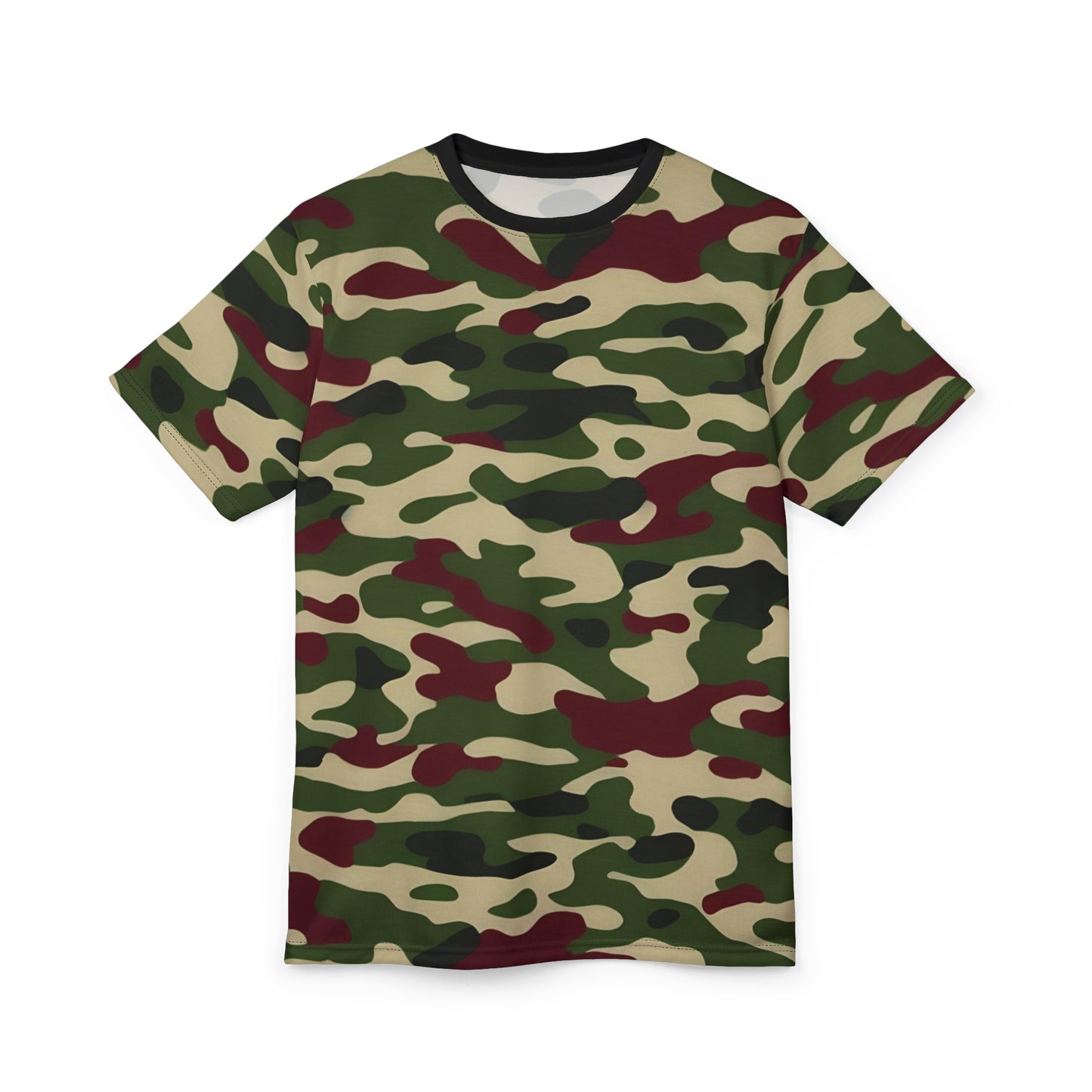 Camouflage Unisex Tee, Casual Wear, Military Style T-Shirt, Outdoor Adventure Top, Gift for Him/Her - Army Green & Burgundy Camo