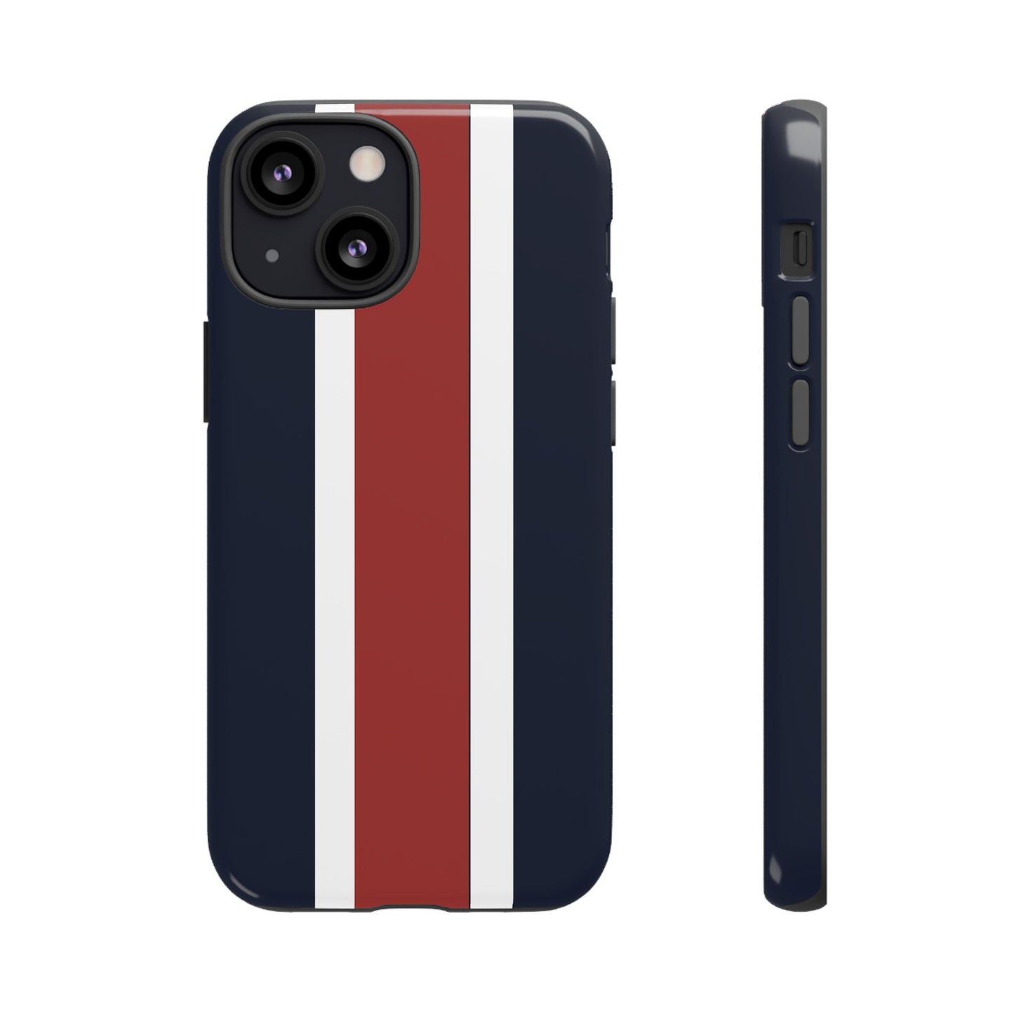 Lunar Midnight & Red-White Striped Stylish Phone Case - Tough Cases, Custom iPhone Cover, Sleek Phone Accessories, Gifts for Him/Her