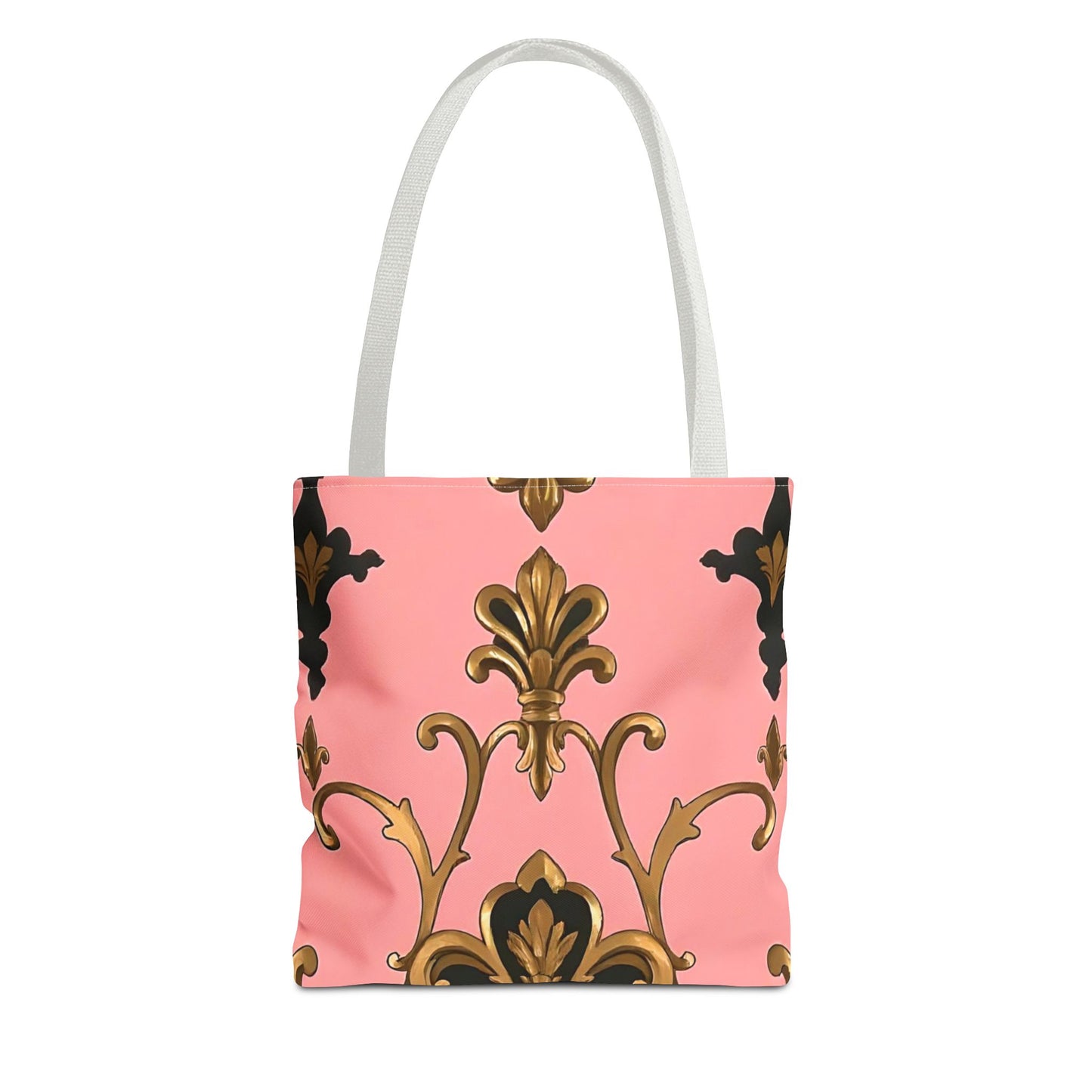 Elegant Patterned Tote Bag - Chic Carry-All for Everyday Use, Fashion Accessory - Pink, Black & Gold Rococo