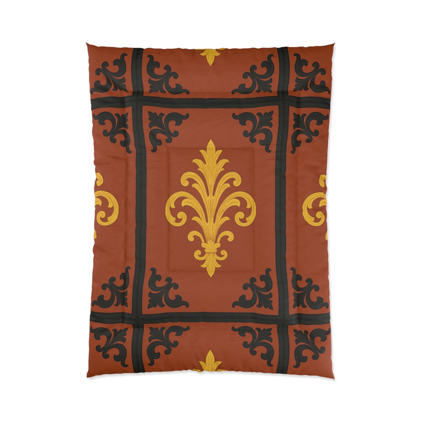 Dusk Terracotta Baroque Comforter — Dusk Terracotta & Gold Decorative Bedding